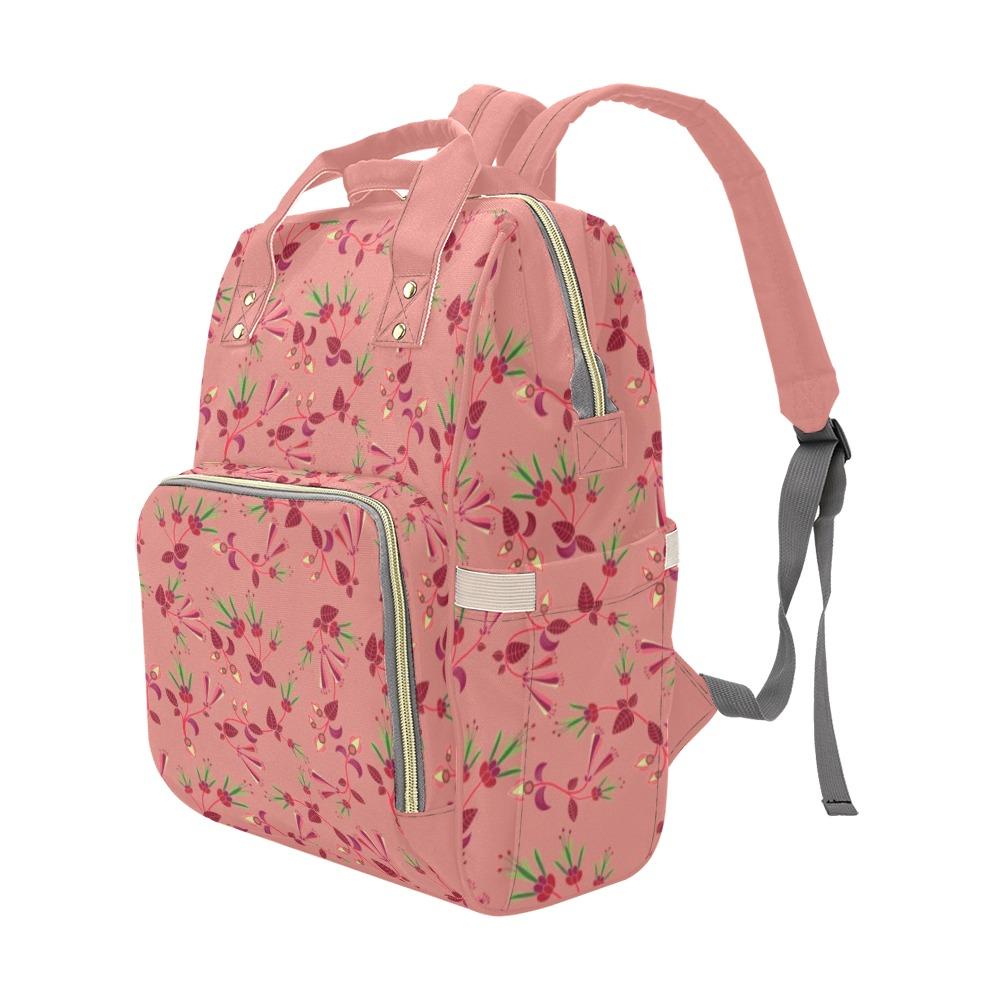 Swift Floral Peach Rouge Remix Multi-Function Diaper Backpack/Diaper Bag (Model 1688) bag e-joyer