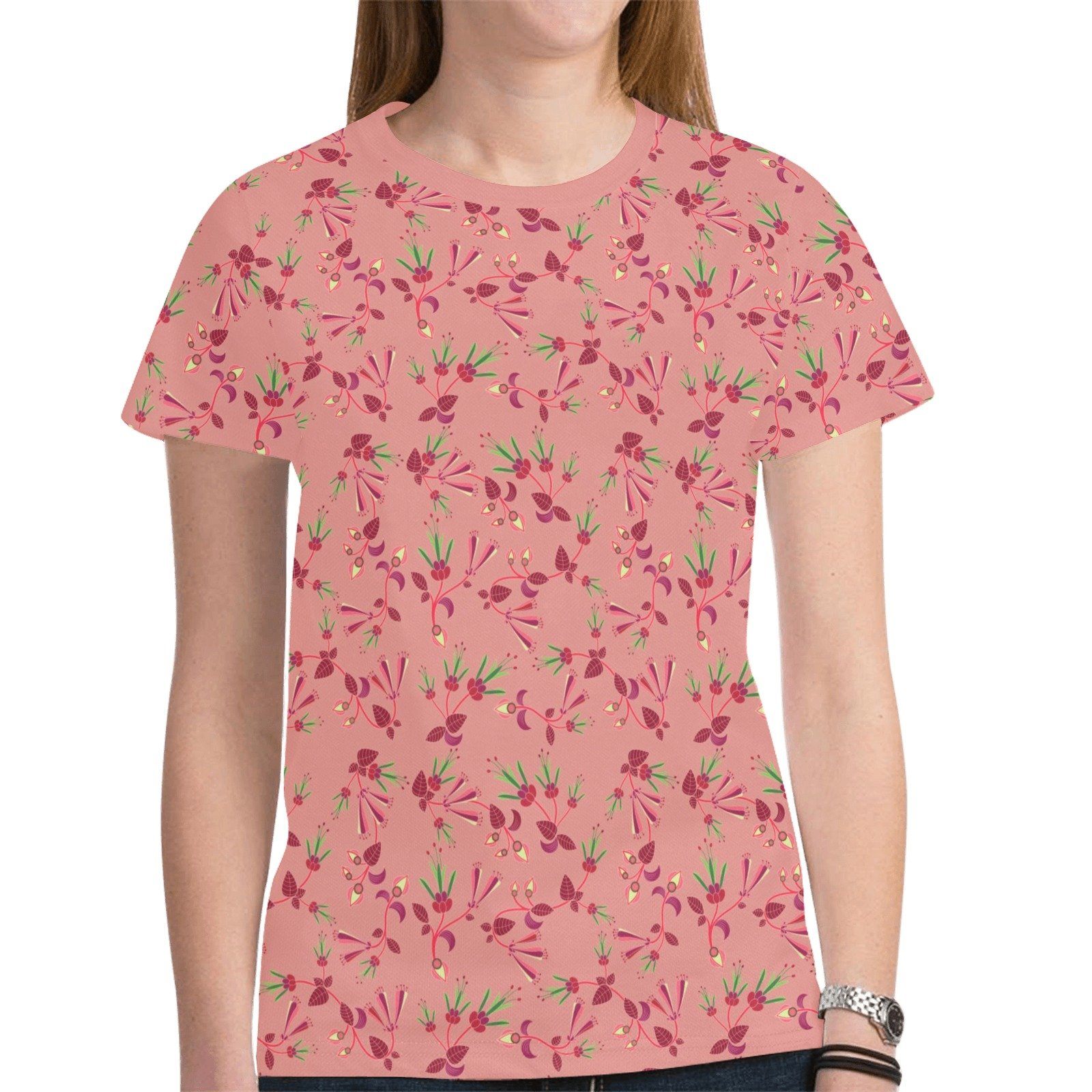 Swift Floral Peach Rouge Remix New All Over Print T-shirt for Women (Model T45) tshirt e-joyer