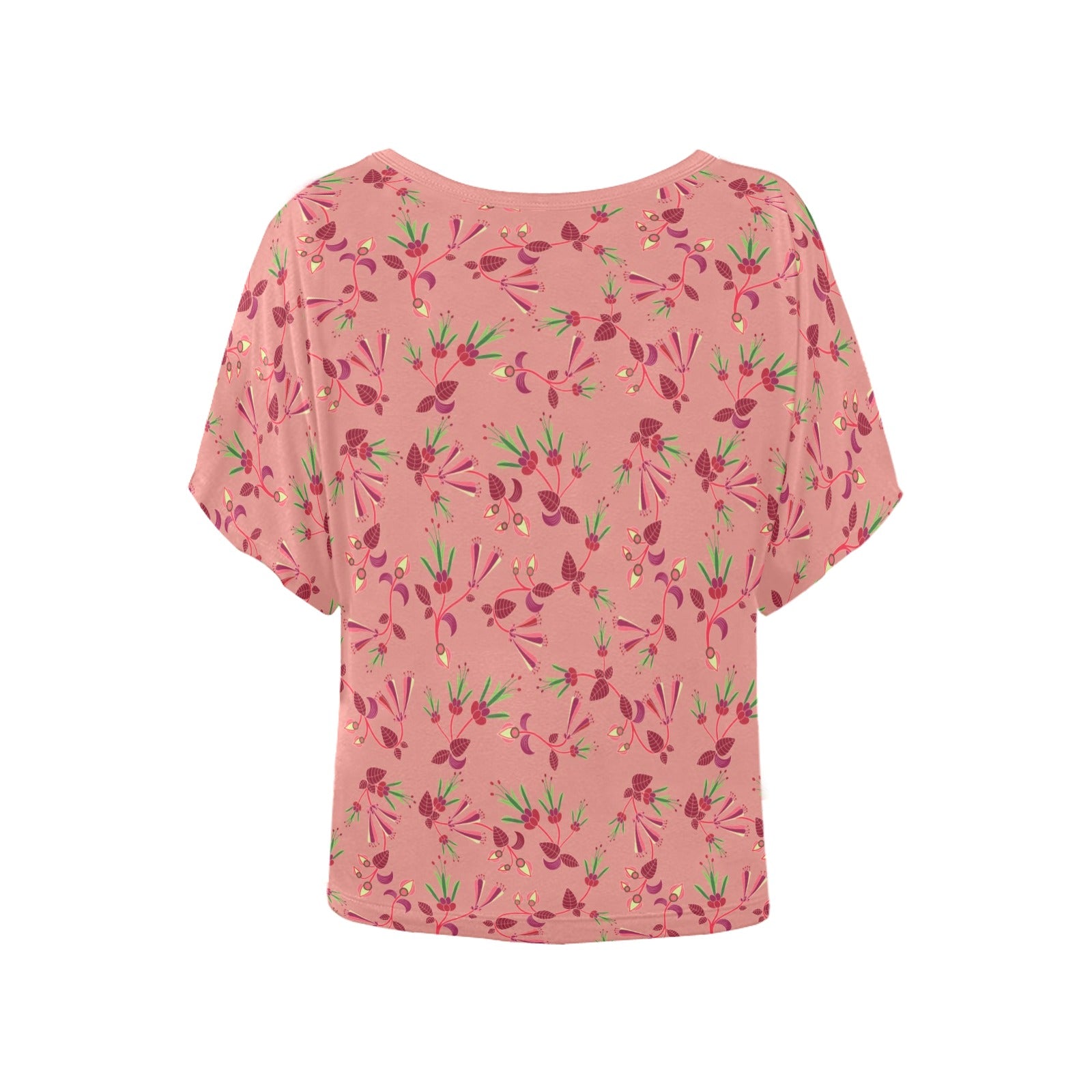 Swift Floral Peach Rouge Remix Women's Batwing-Sleeved Blouse T shirt (Model T44) Women's Batwing-Sleeved Blouse T shirt (T44) e-joyer