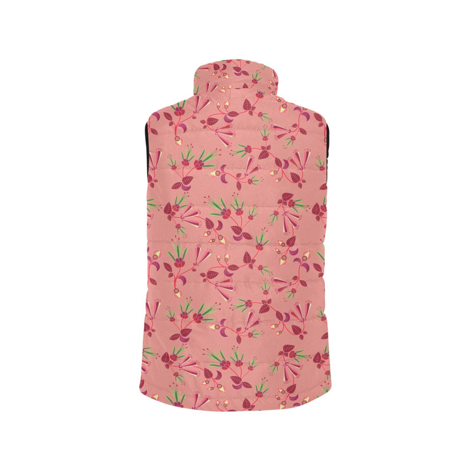 Swift Floral Peach Rouge Remix Women's Padded Vest Jacket (Model H44) Women's Padded Vest Jacket (H44) e-joyer