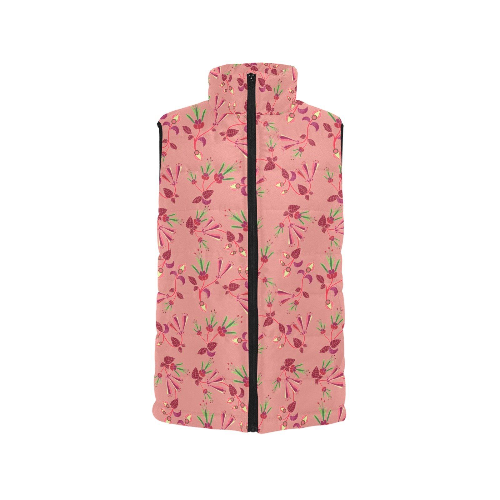 Swift Floral Peach Rouge Remix Women's Padded Vest Jacket (Model H44) Women's Padded Vest Jacket (H44) e-joyer