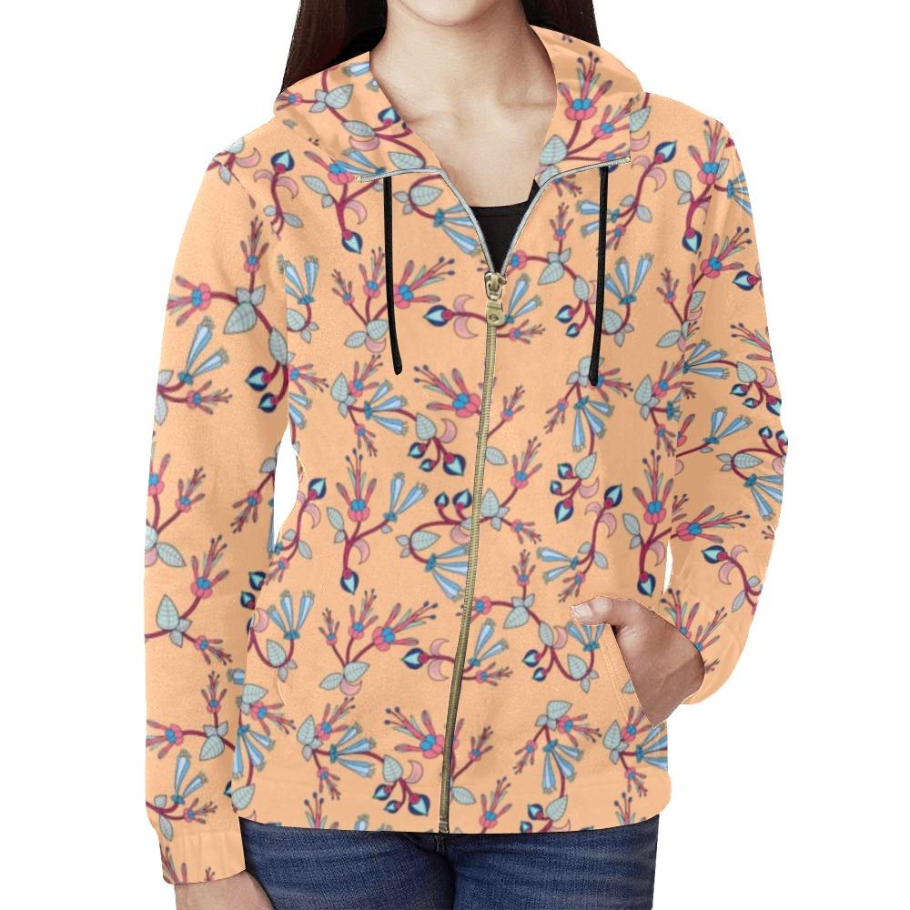 Swift Floral Peache All Over Print Full Zip Hoodie for Women (Model H14) All Over Print Full Zip Hoodie for Women (H14) e-joyer