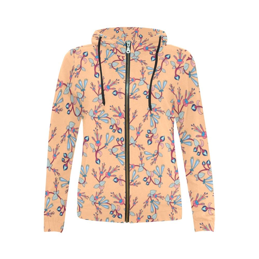 Swift Floral Peache All Over Print Full Zip Hoodie for Women (Model H14) All Over Print Full Zip Hoodie for Women (H14) e-joyer