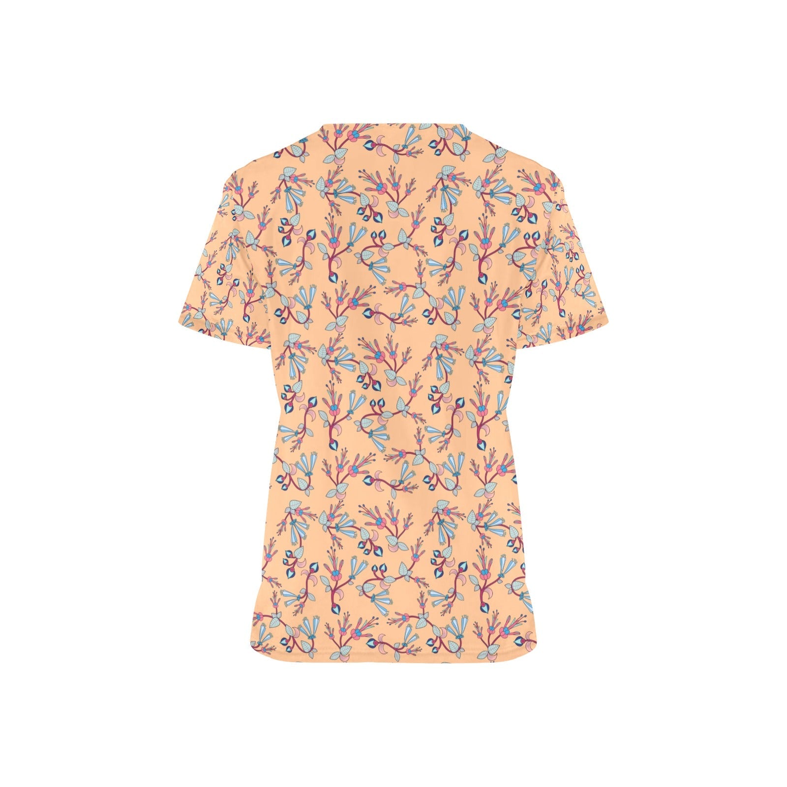 Swift Floral Peache All Over Print Scrub Top Scrub Top e-joyer