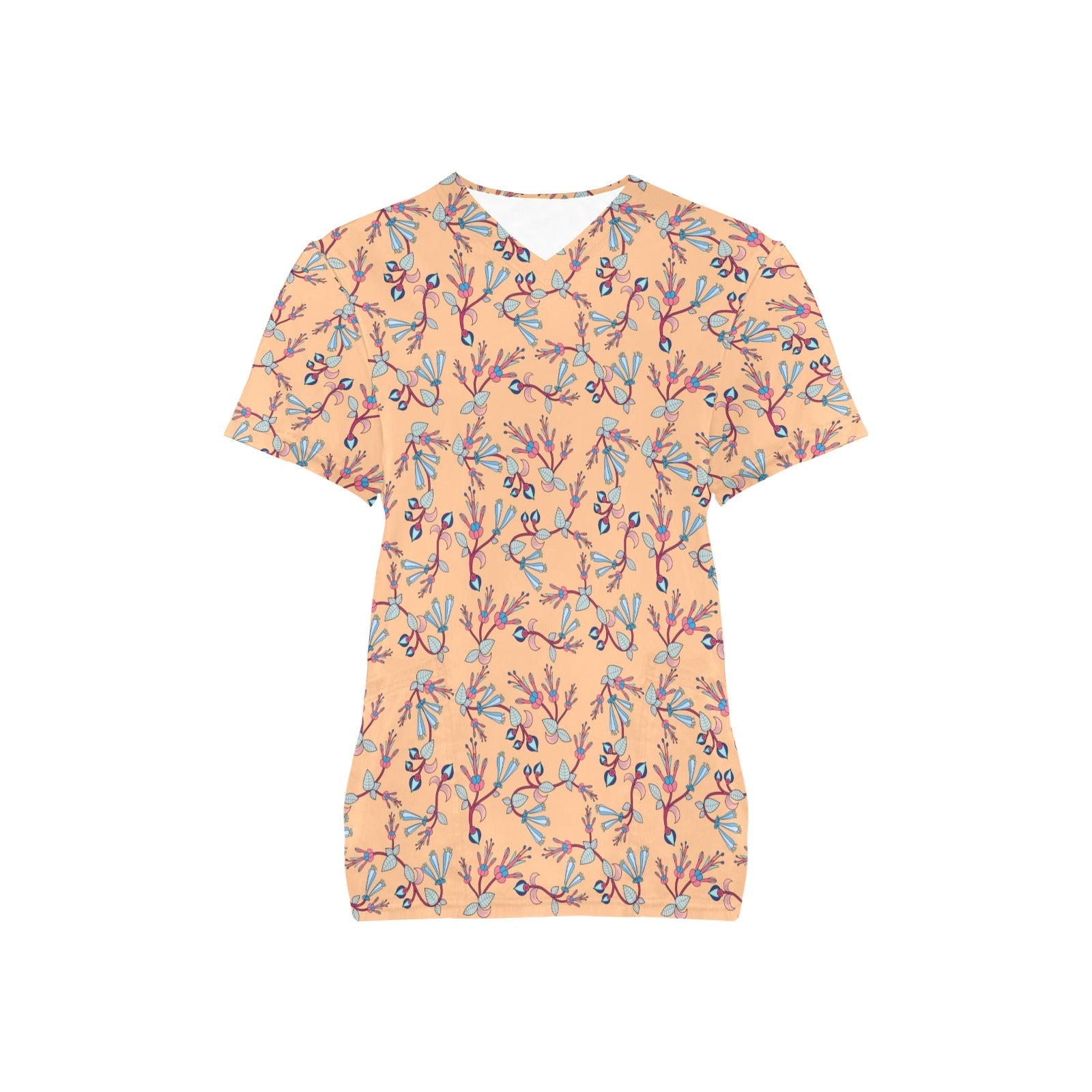 Swift Floral Peache All Over Print Scrub Top Scrub Top e-joyer