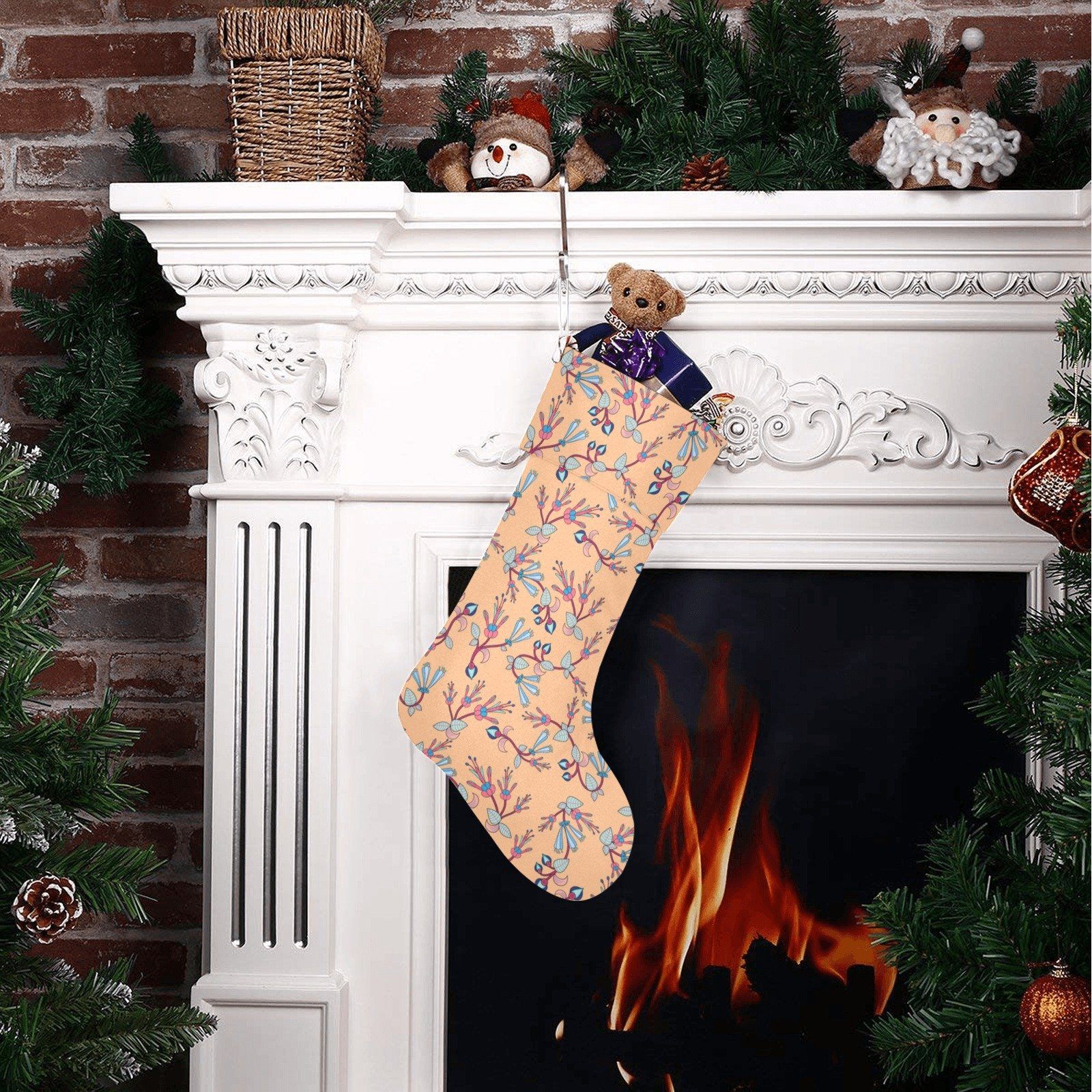 Swift Floral Peache Christmas Stocking holiday stocking e-joyer