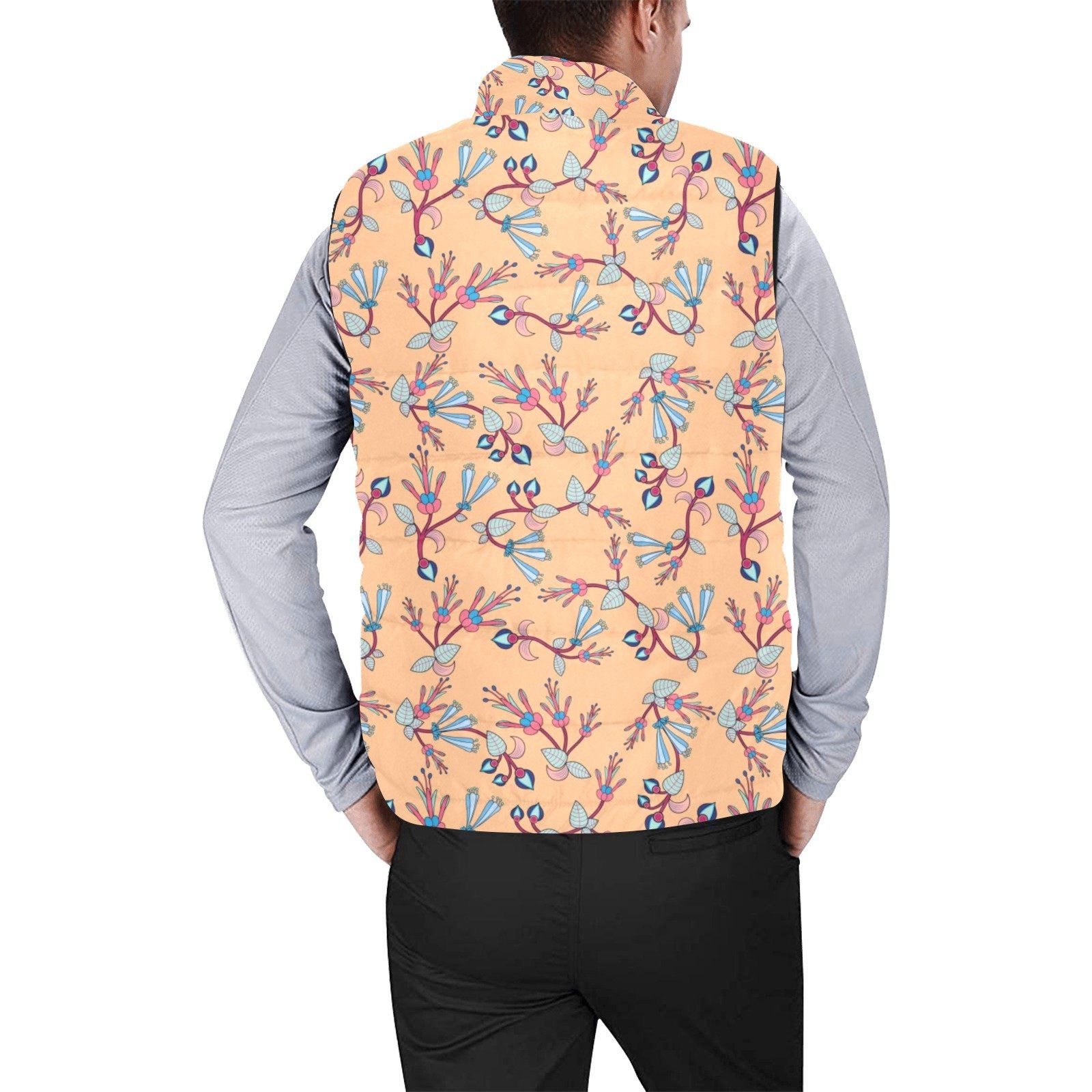 Swift Floral Peache Men's Padded Vest Jacket (Model H44) Men's Padded Vest Jacket (H44) e-joyer