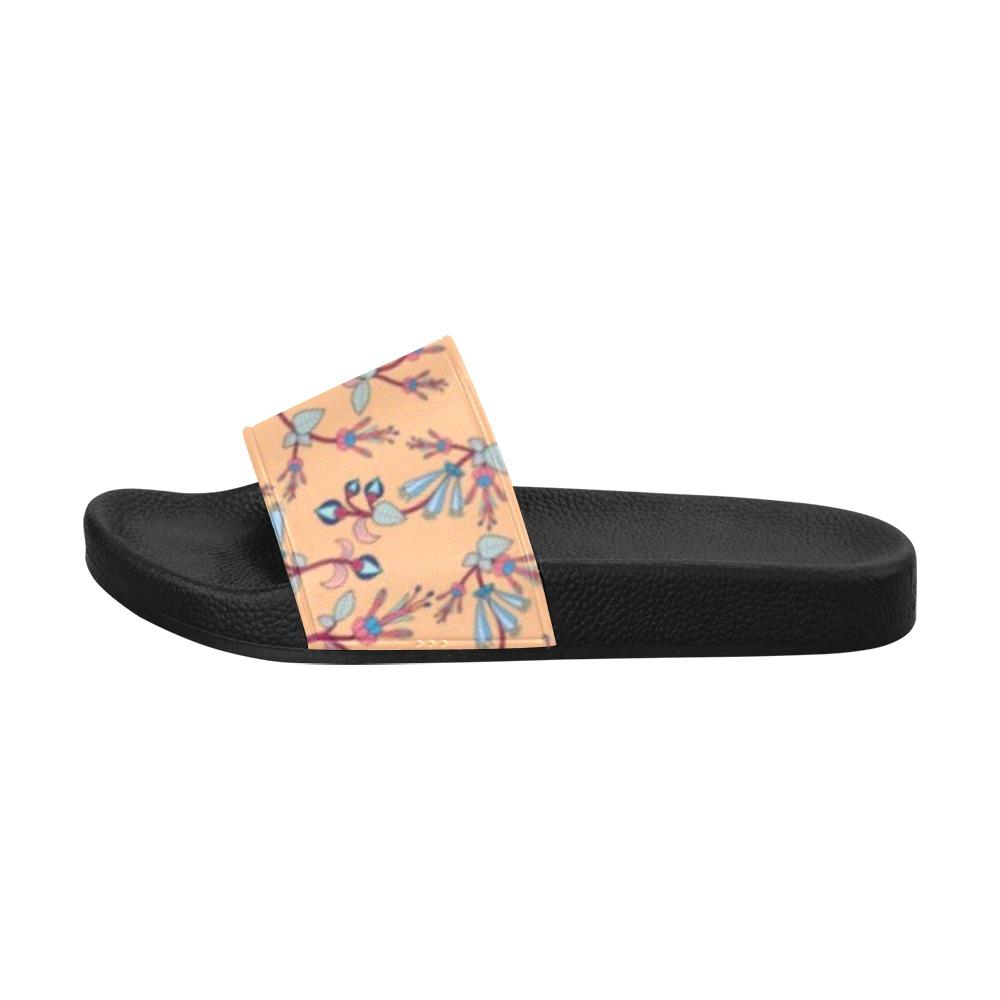 Swift Floral Peache Men's Slide Sandals (Model 057) Men's Slide Sandals (057) e-joyer