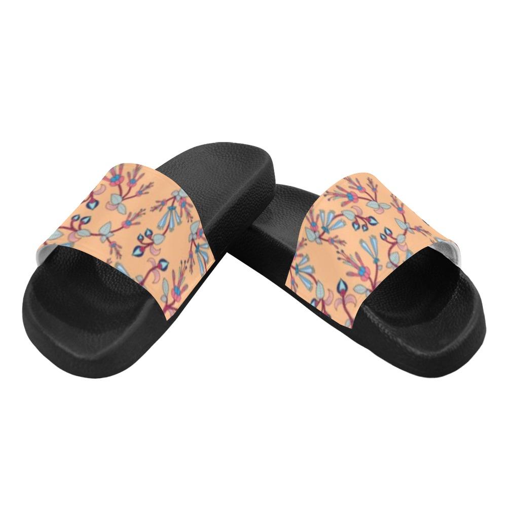 Swift Floral Peache Men's Slide Sandals (Model 057) Men's Slide Sandals (057) e-joyer