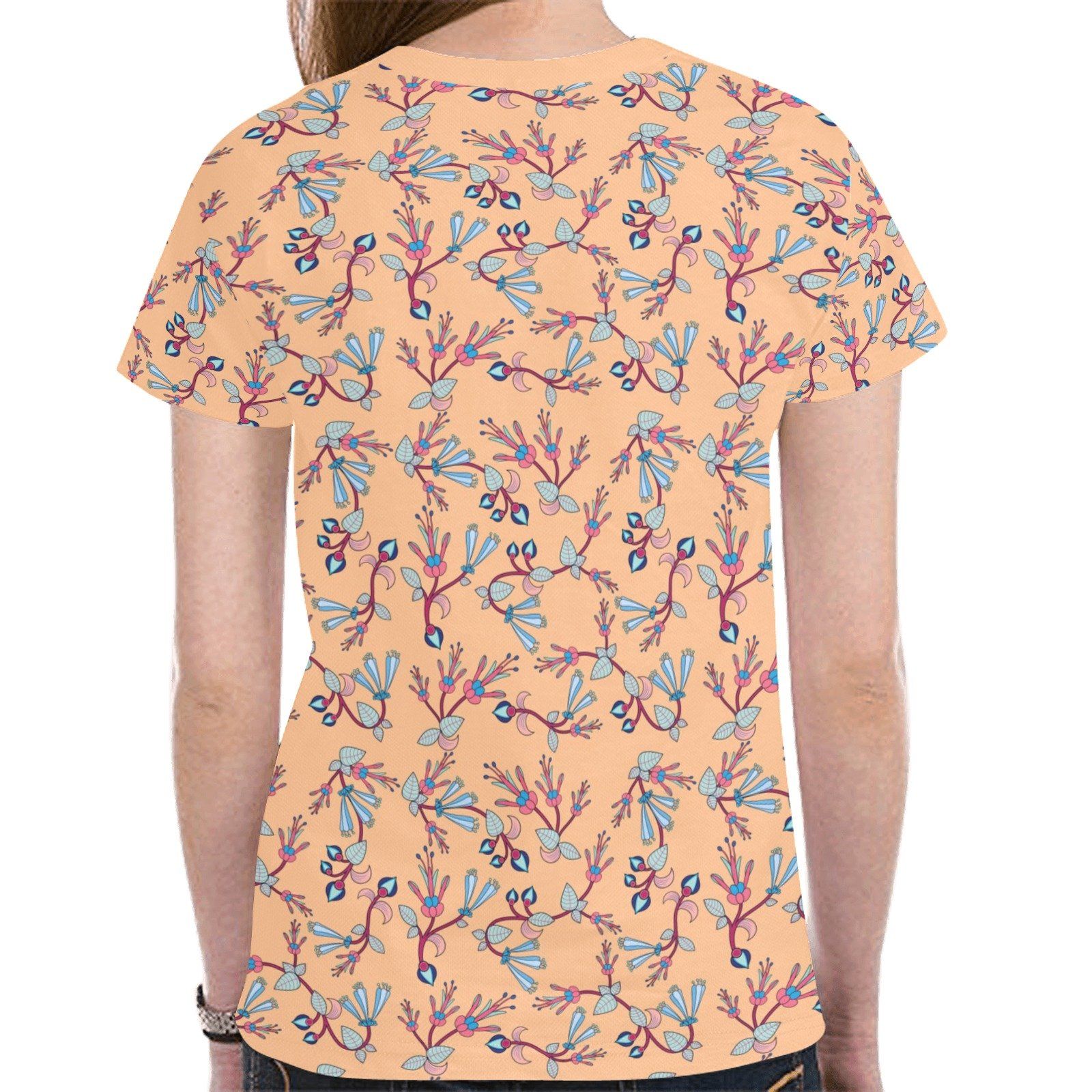 Swift Floral Peache New All Over Print T-shirt for Women (Model T45) tshirt e-joyer