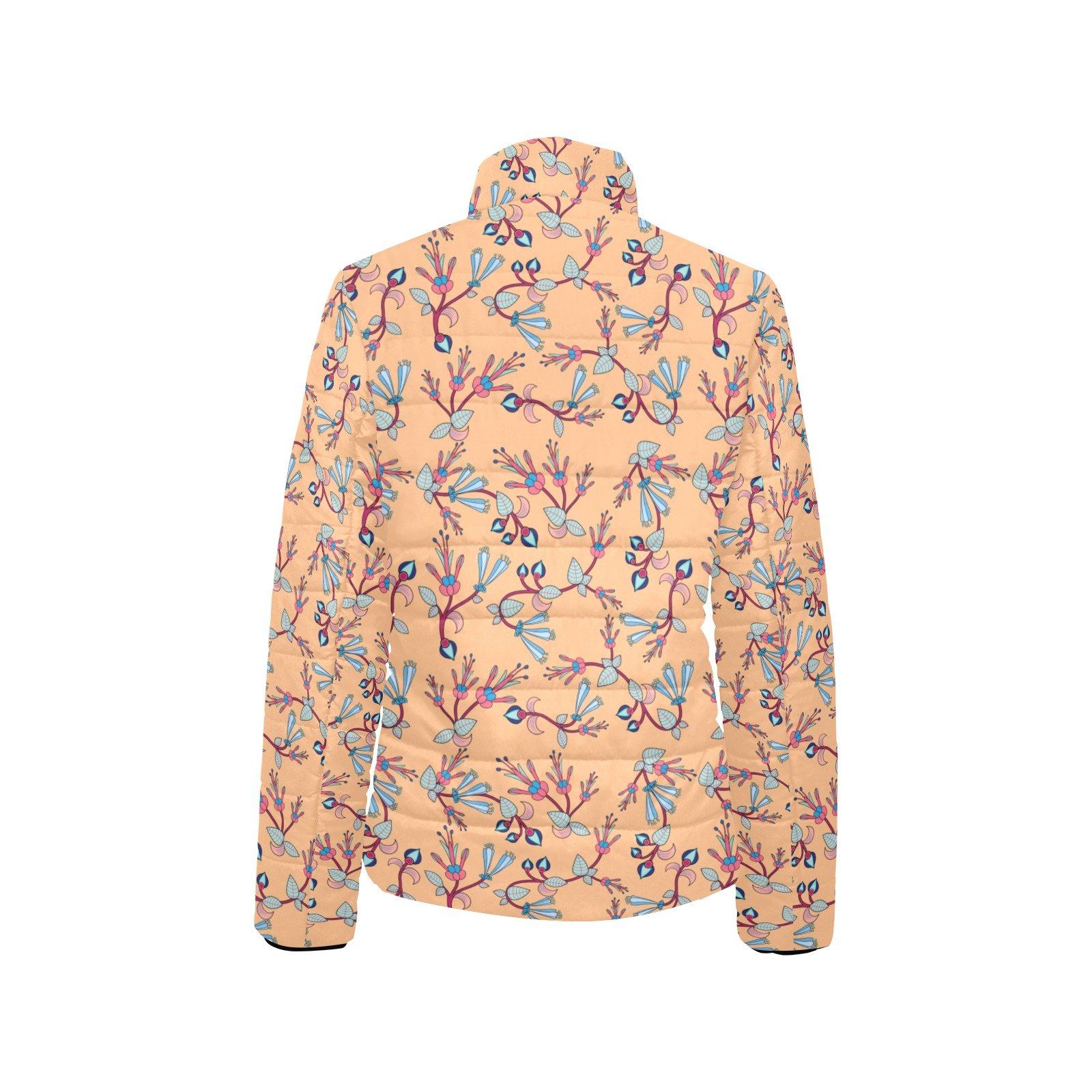 Swift Floral Peache Women's Stand Collar Padded Jacket (Model H41) jacket e-joyer