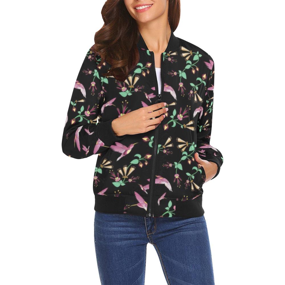 Swift Noir All Over Print Bomber Jacket for Women (Model H19) Jacket e-joyer