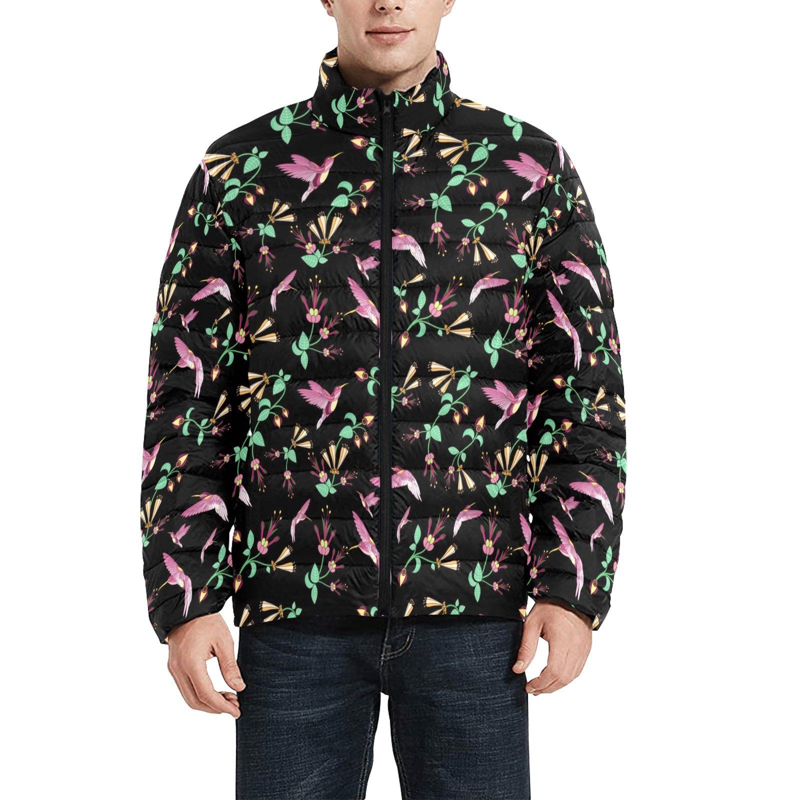 Swift Noir Men's Stand Collar Padded Jacket (Model H41) Men's Stand Collar Padded Jacket (H41) e-joyer