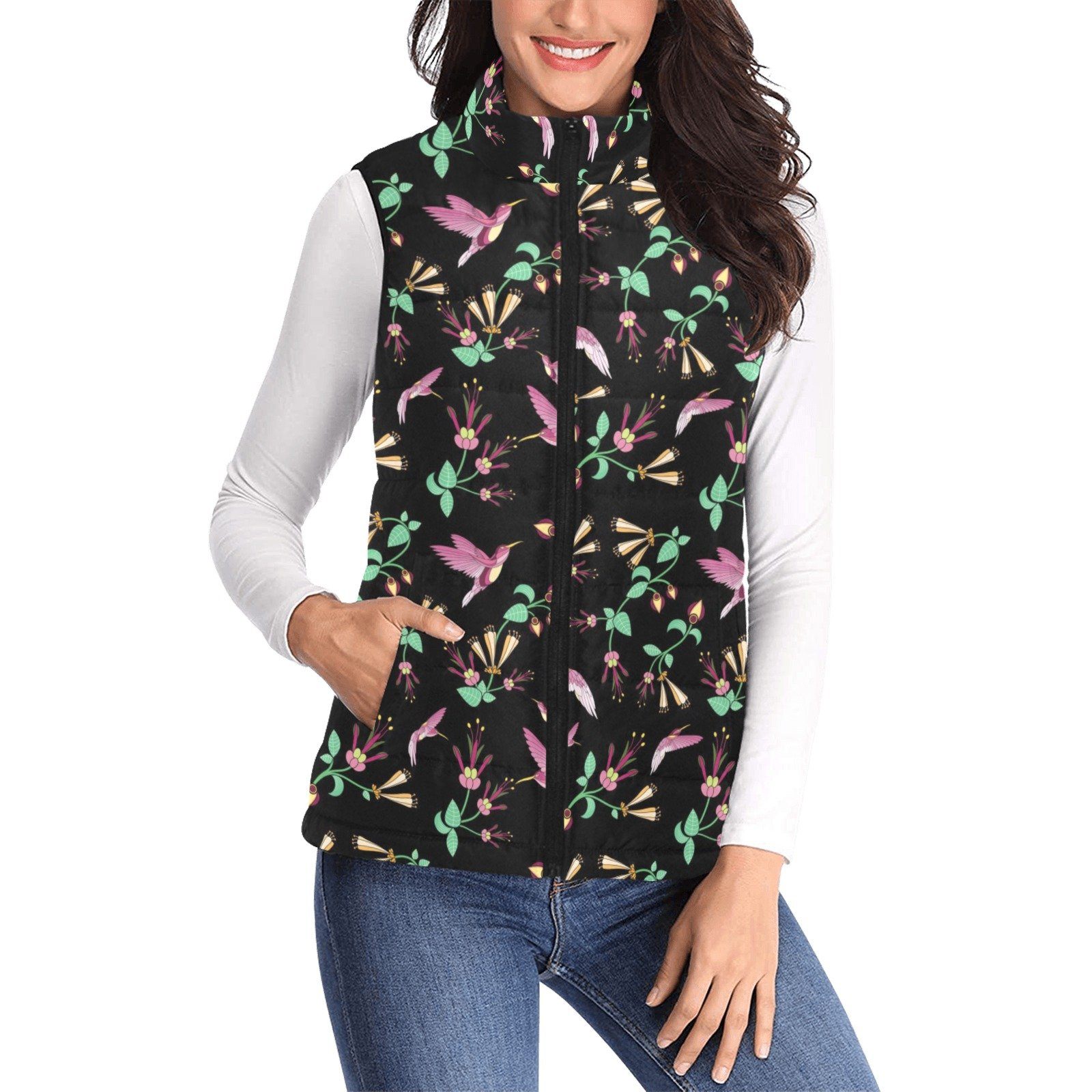 Swift Noir Women's Padded Vest Jacket (Model H44) Women's Padded Vest Jacket (H44) e-joyer
