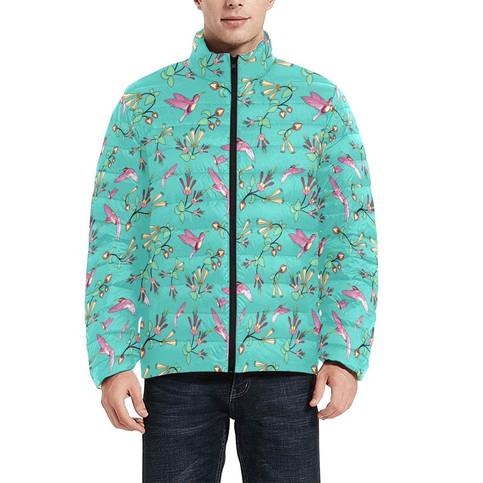 Swift Pastel Men's Stand Collar Padded Jacket (Model H41) Men's Stand Collar Padded Jacket (H41) e-joyer