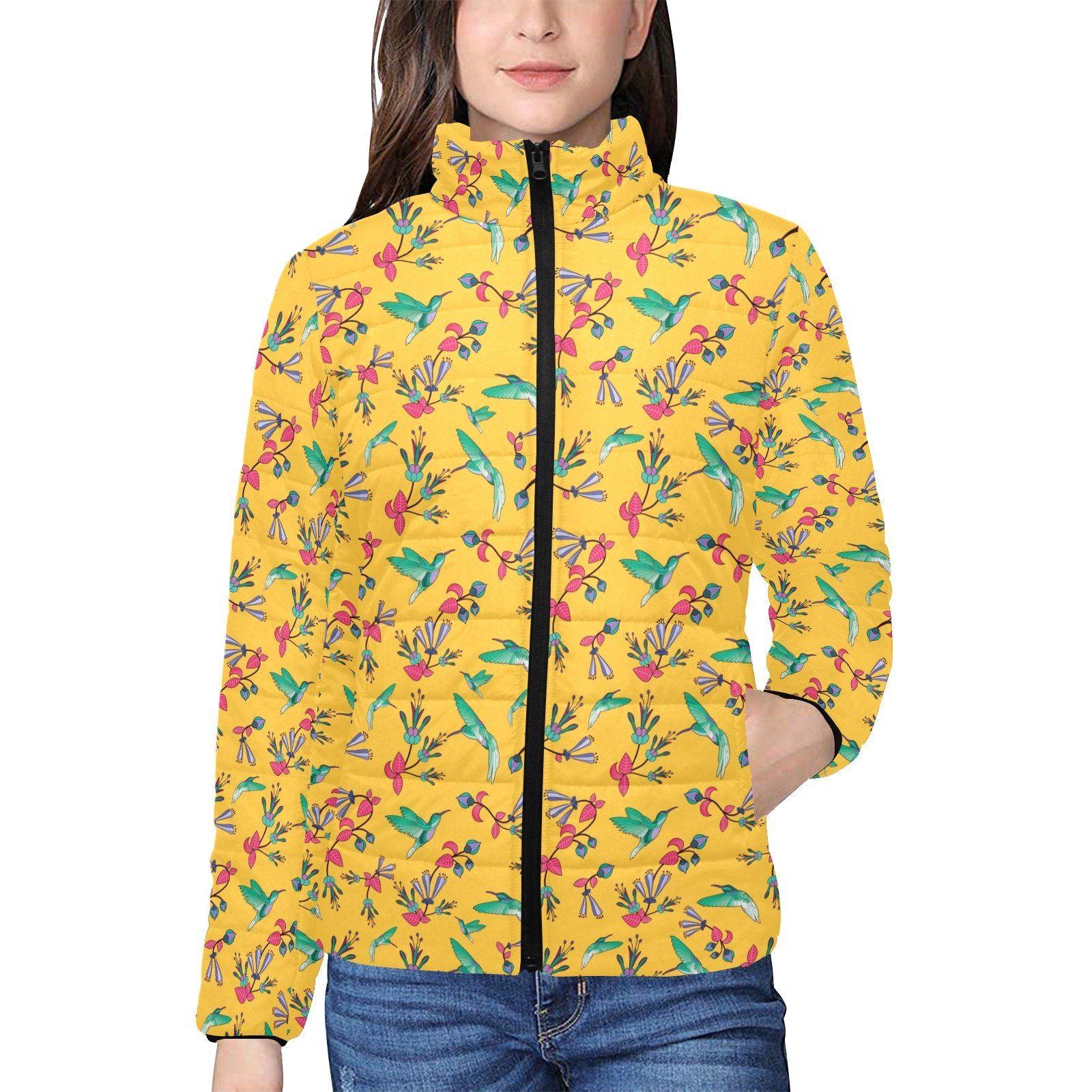 Swift Pastel Yellow Women's Stand Collar Padded Jacket (Model H41) jacket e-joyer