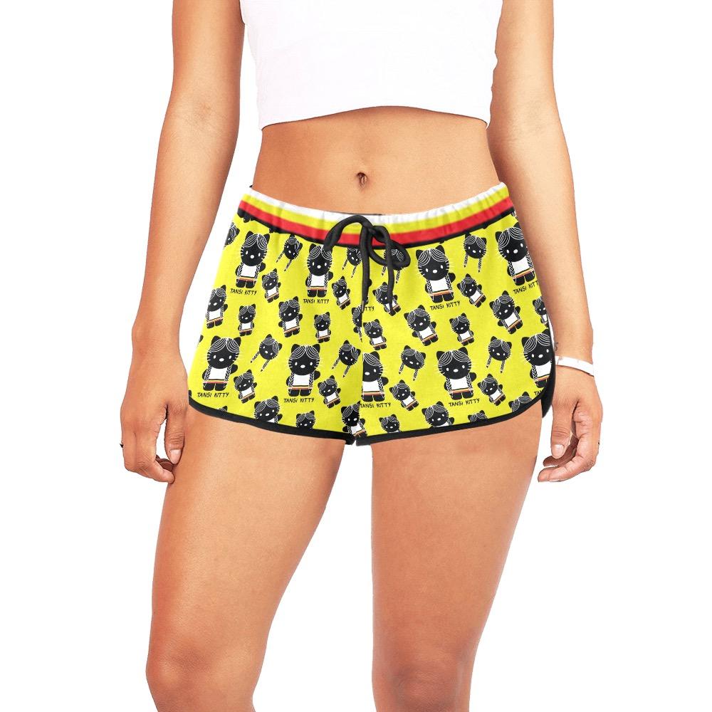 Tansi Kitty Medicine Band Type Yellow Invert Women's All Over Print Relaxed Shorts (Model L19) Women's All Over Print Relaxed Shorts (L19) e-joyer