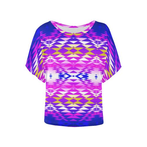 Taos Powwow 240 Women's Batwing-Sleeved Blouse T shirt (Model T44) Women's Batwing-Sleeved Blouse T shirt (T44) e-joyer