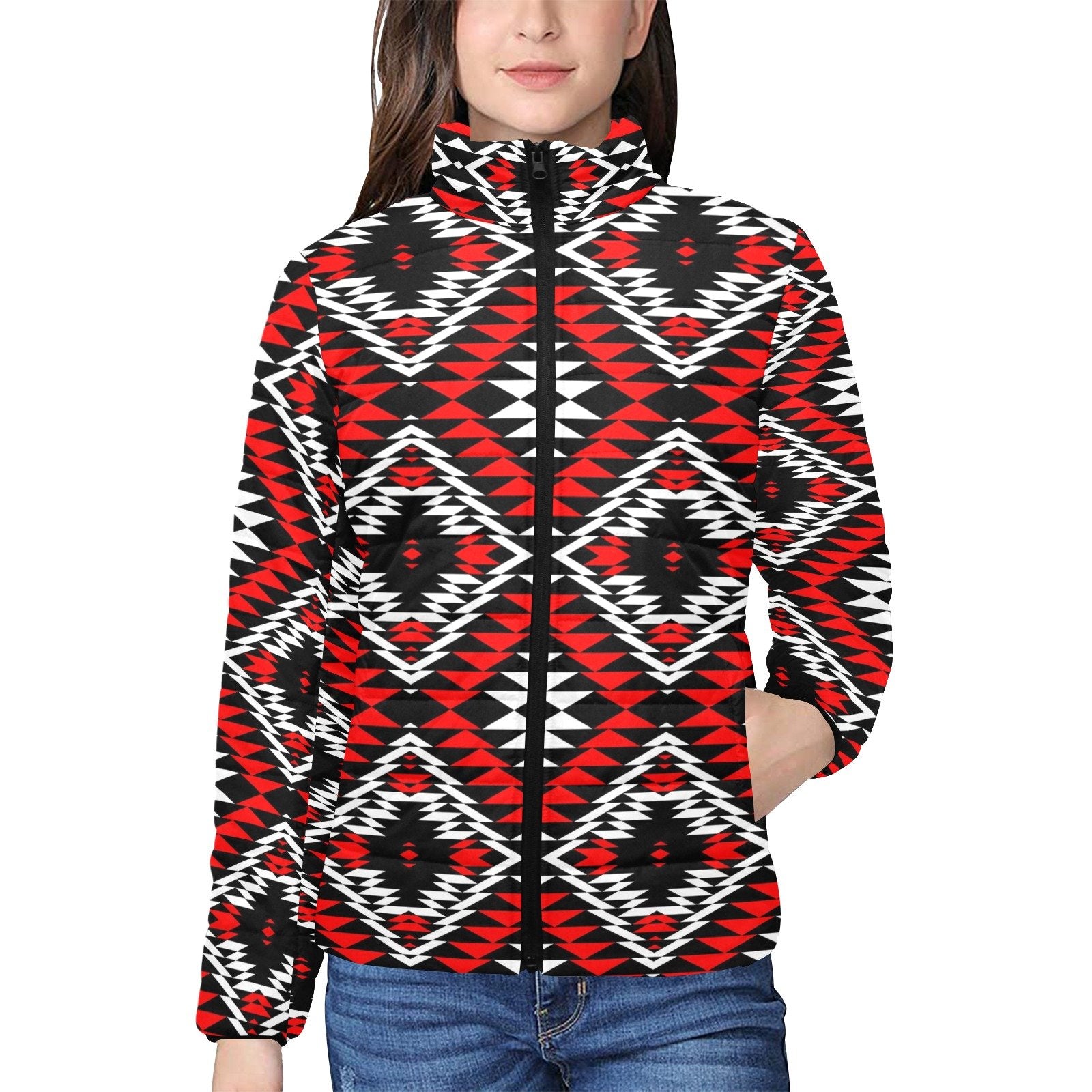 Taos Wool Women's Stand Collar Padded Jacket (Model H41) jacket e-joyer