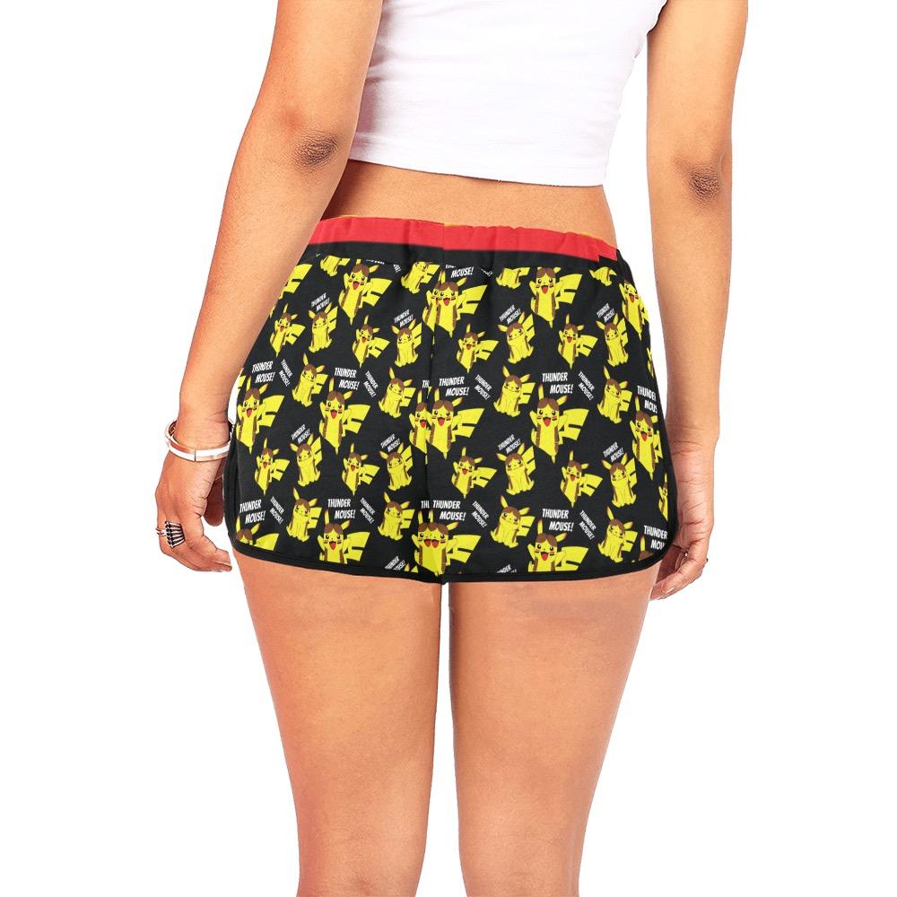 Thunder Mouse Shorts Black Women's All Over Print Relaxed Shorts (Model L19) Women's All Over Print Relaxed Shorts (L19) e-joyer