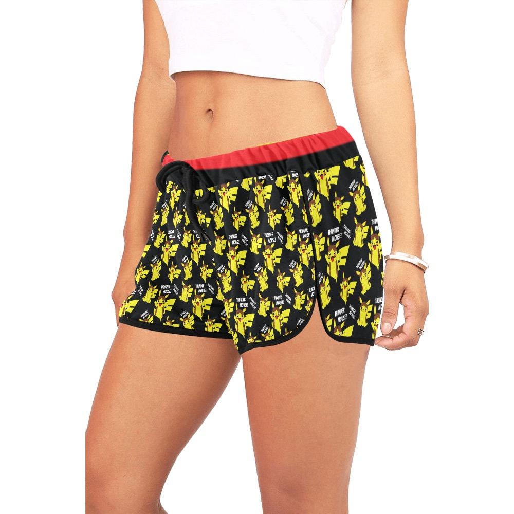 Thunder Mouse Shorts Black Women's All Over Print Relaxed Shorts (Model L19) Women's All Over Print Relaxed Shorts (L19) e-joyer