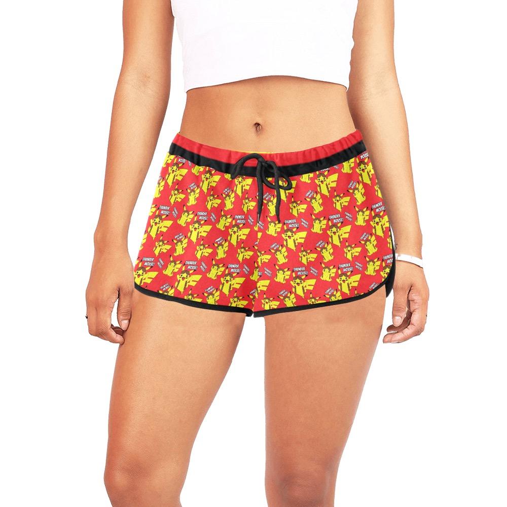 Thunder Mouse Shorts Red Women's All Over Print Relaxed Shorts (Model L19) Women's All Over Print Relaxed Shorts (L19) e-joyer
