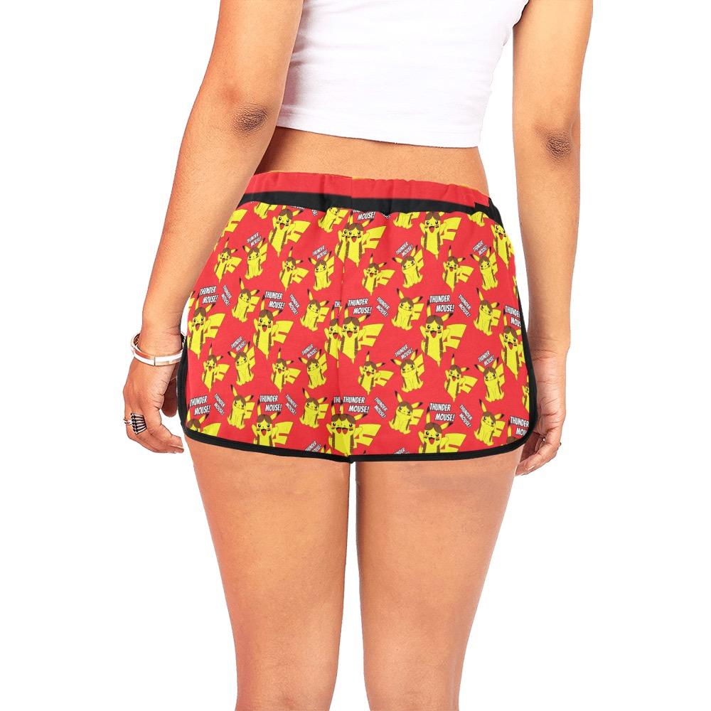 Thunder Mouse Shorts Red Women's All Over Print Relaxed Shorts (Model L19) Women's All Over Print Relaxed Shorts (L19) e-joyer