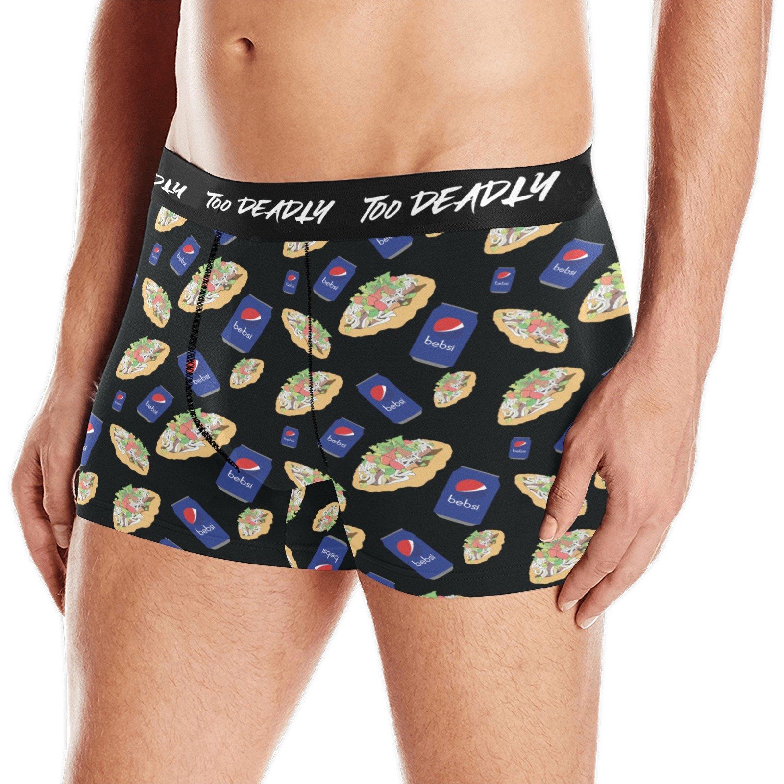 Too Deadly Bepsi Taco-Black Men's Boxer Briefs w/ Custom Waistband (Merged Design) (Model L10) Men's Briefs-Custom Waistband (Merged Design) e-joyer