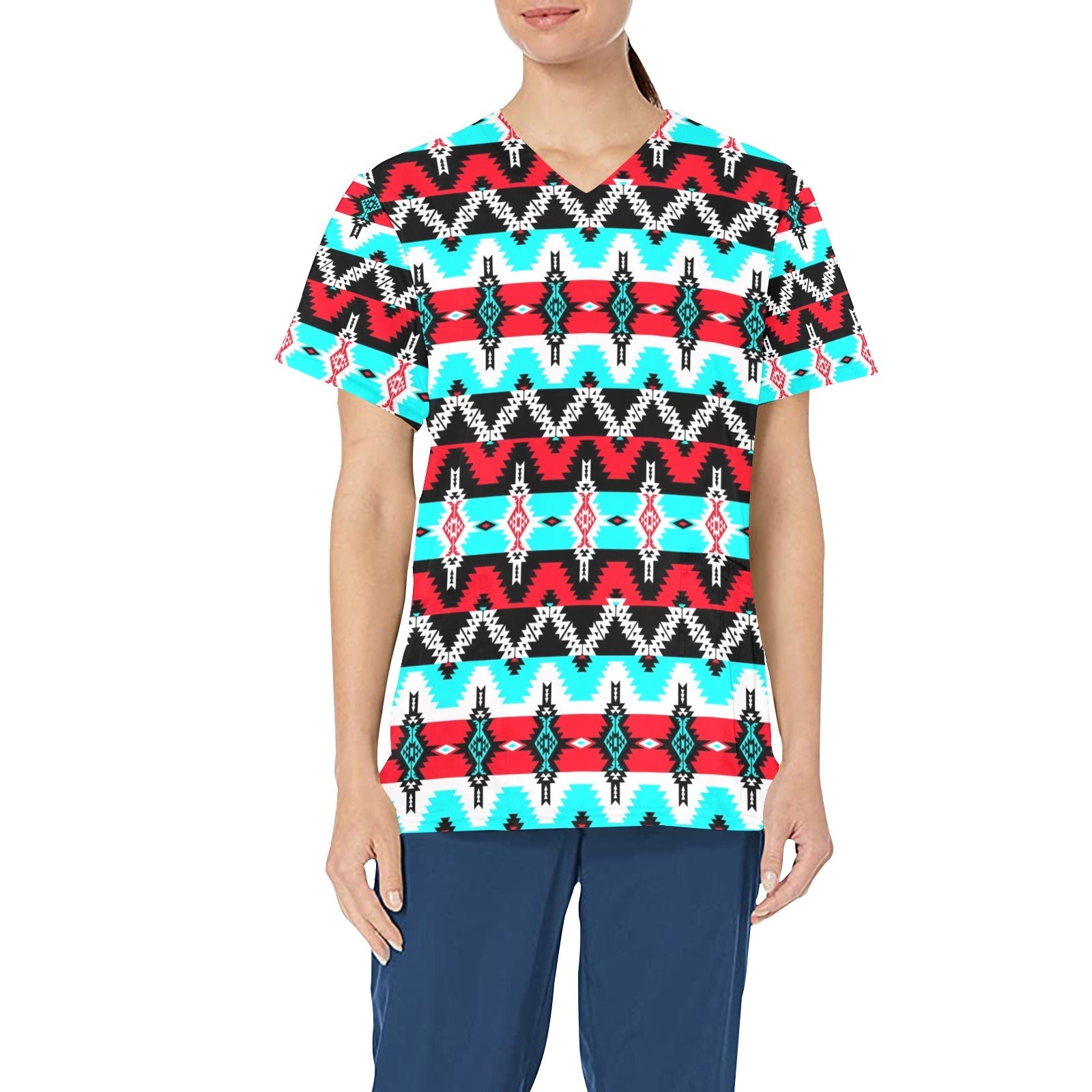 Two Spirit Dance All Over Print Scrub Top Scrub Top e-joyer