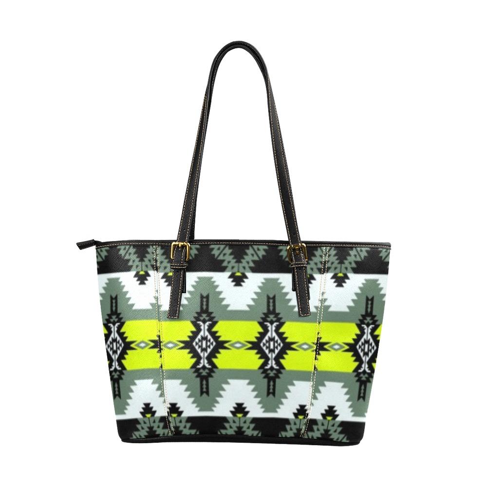 Two Spirit Medicine Leather Tote Bag/Large (Model 1640) Leather Tote Bag (1640) e-joyer