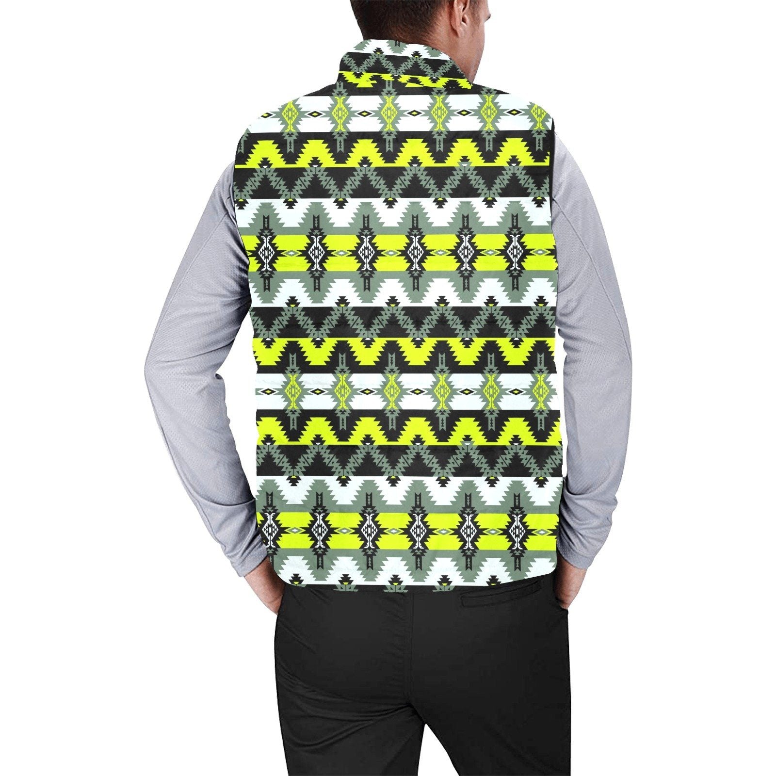 Two Spirit Medicine Men's Padded Vest Jacket (Model H44) Men's Padded Vest Jacket (H44) e-joyer