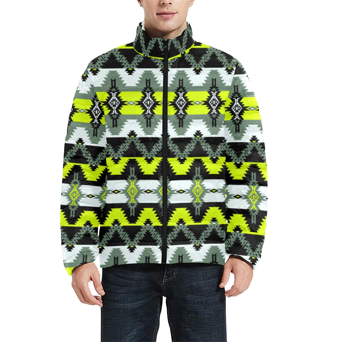 Two Spirit Medicine Men's Stand Collar Padded Jacket (Model H41) Men's Stand Collar Padded Jacket (H41) e-joyer