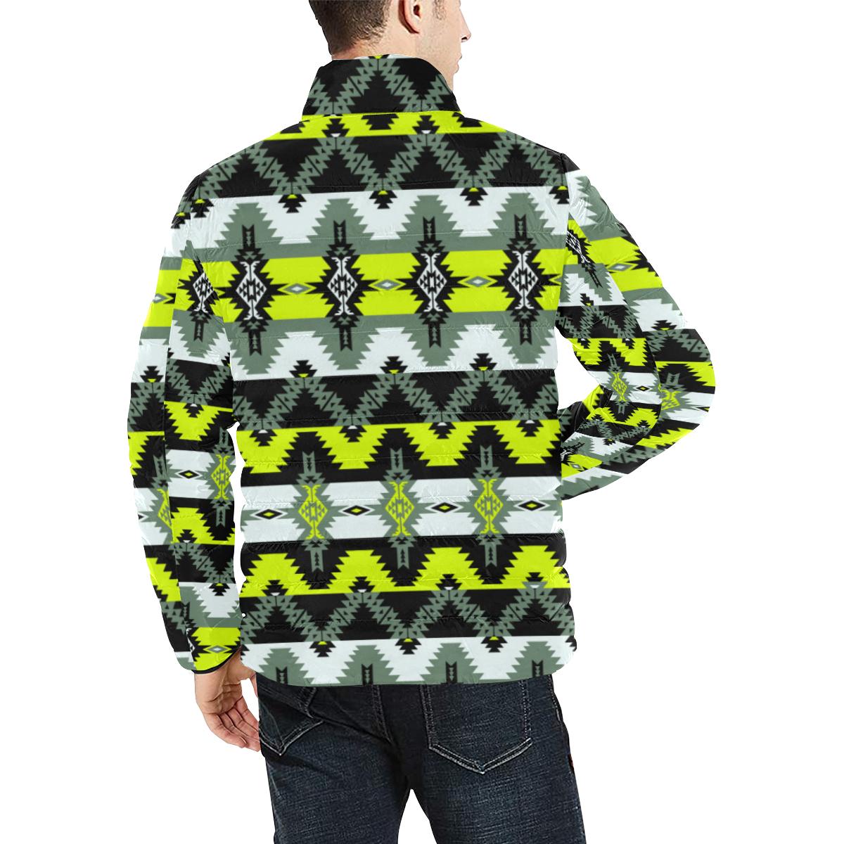 Two Spirit Medicine Men's Stand Collar Padded Jacket (Model H41) Men's Stand Collar Padded Jacket (H41) e-joyer