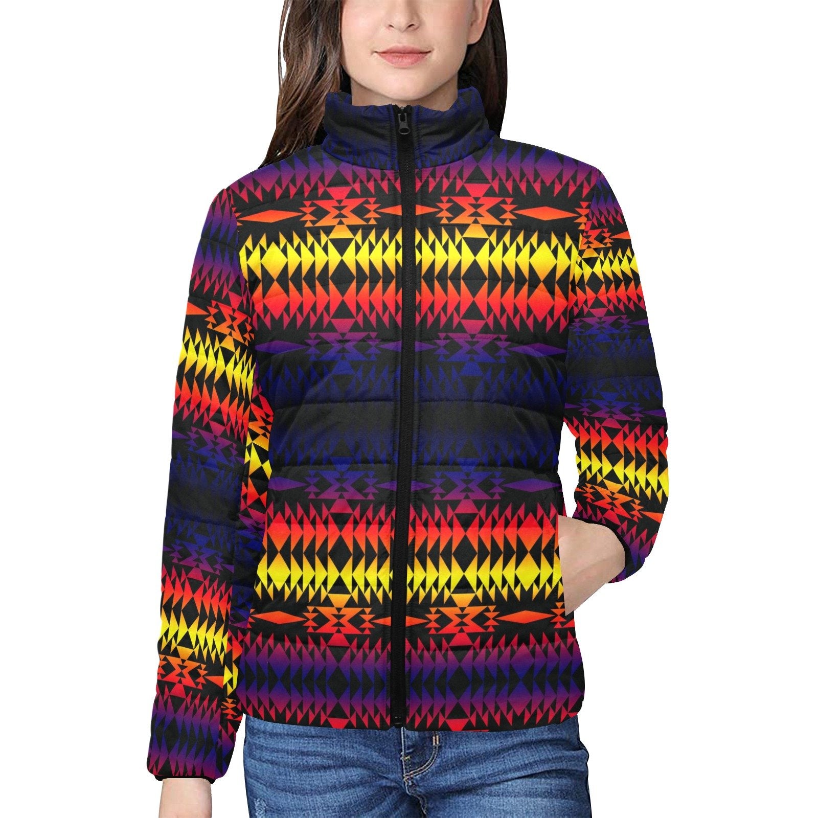 Two Worlds Apart Women's Stand Collar Padded Jacket (Model H41) jacket e-joyer