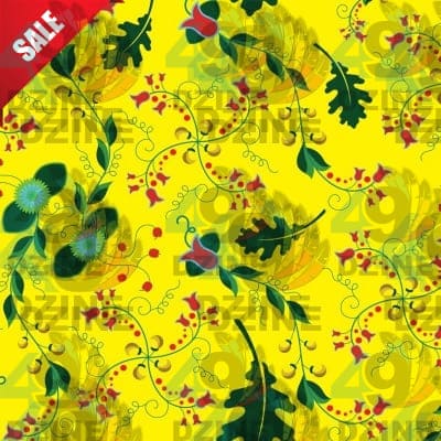 Vine Life Lemon Cotton Poplin Fabric By the Yard Fabric NBprintex