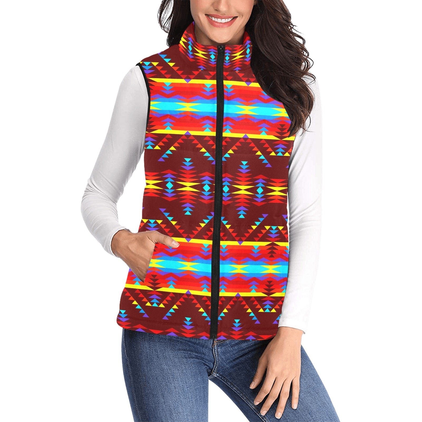 Visions of Lasting Peace Women's Padded Vest Jacket (Model H44) Women's Padded Vest Jacket (H44) e-joyer