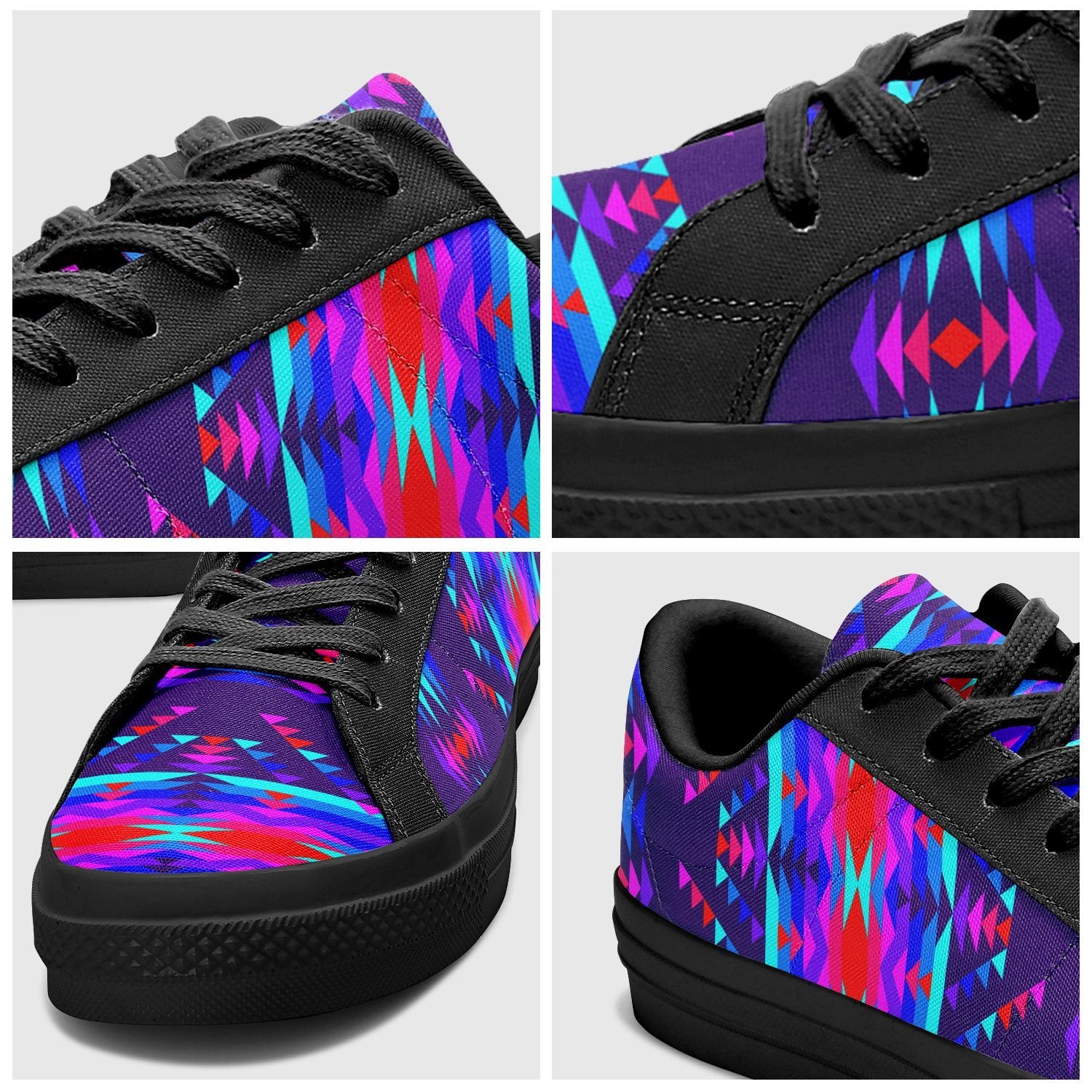 Visions of Peace Aapisi Low Top Canvas Shoes Black Sole 49 Dzine