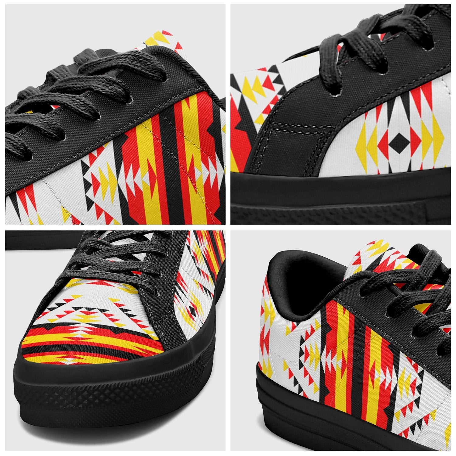 Visions of Peace Directions Aapisi Low Top Canvas Shoes Black Sole 49 Dzine