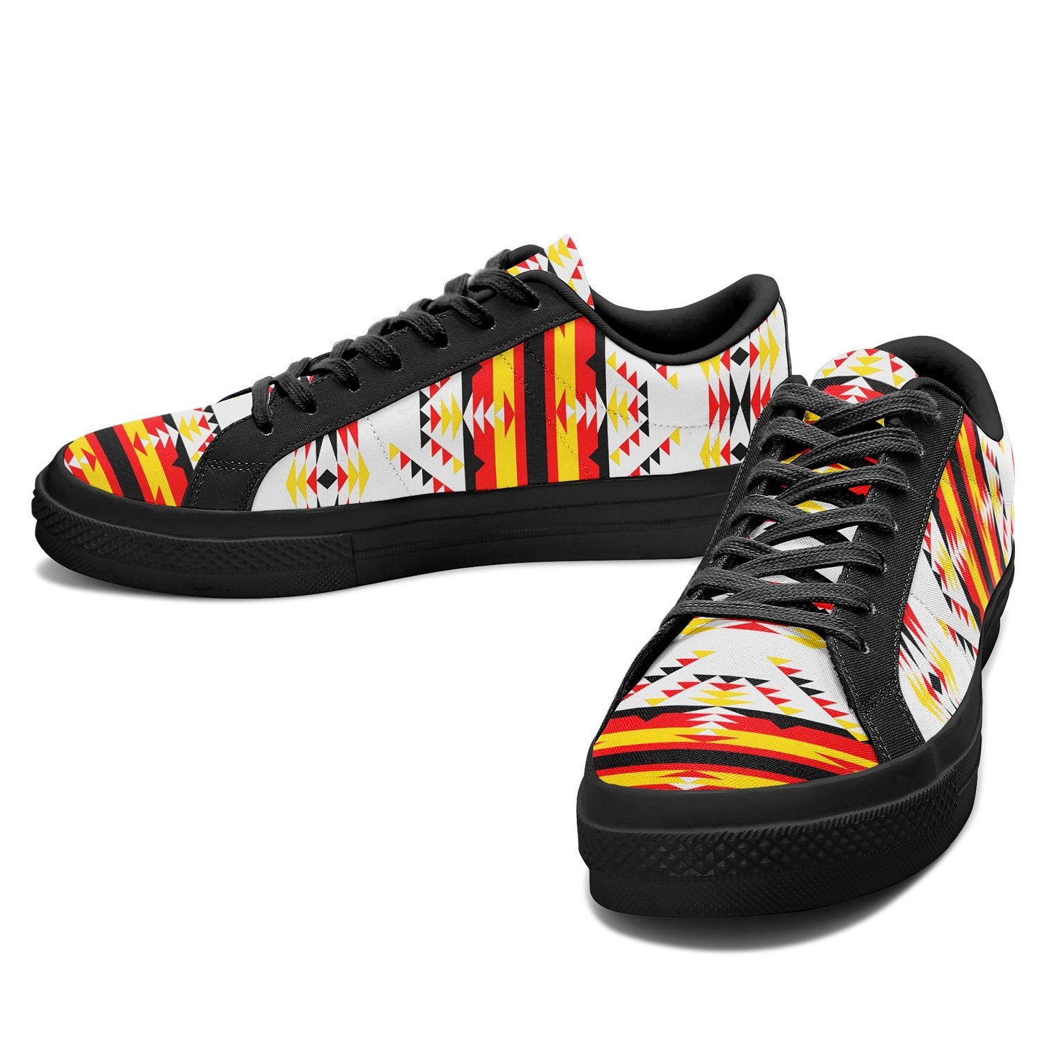 Visions of Peace Directions Aapisi Low Top Canvas Shoes Black Sole 49 Dzine