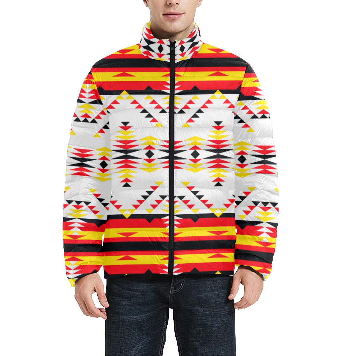 Visions of Peace Directions Men's Stand Collar Padded Jacket (Model H41) Men's Stand Collar Padded Jacket (H41) e-joyer