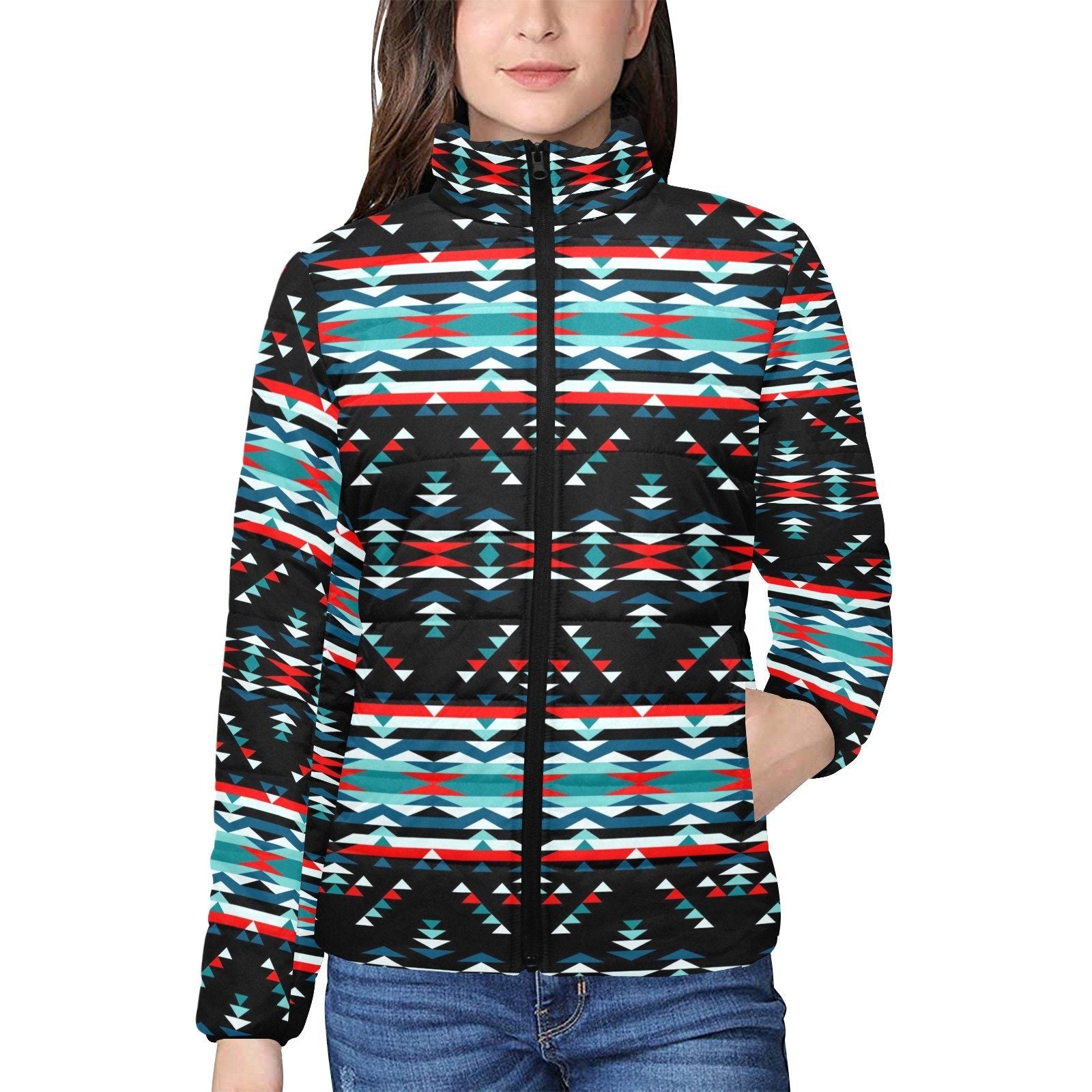 Visions of Peaceful Nights Women's Stand Collar Padded Jacket (Model H41) jacket e-joyer