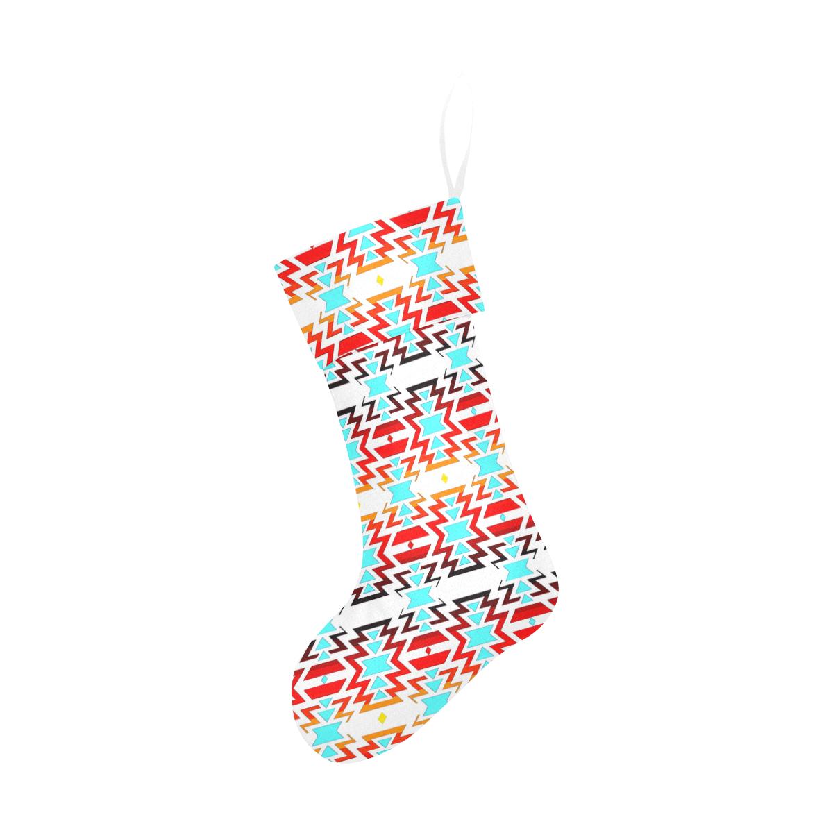 White Fire and Turquoise Christmas Stocking holiday stocking e-joyer