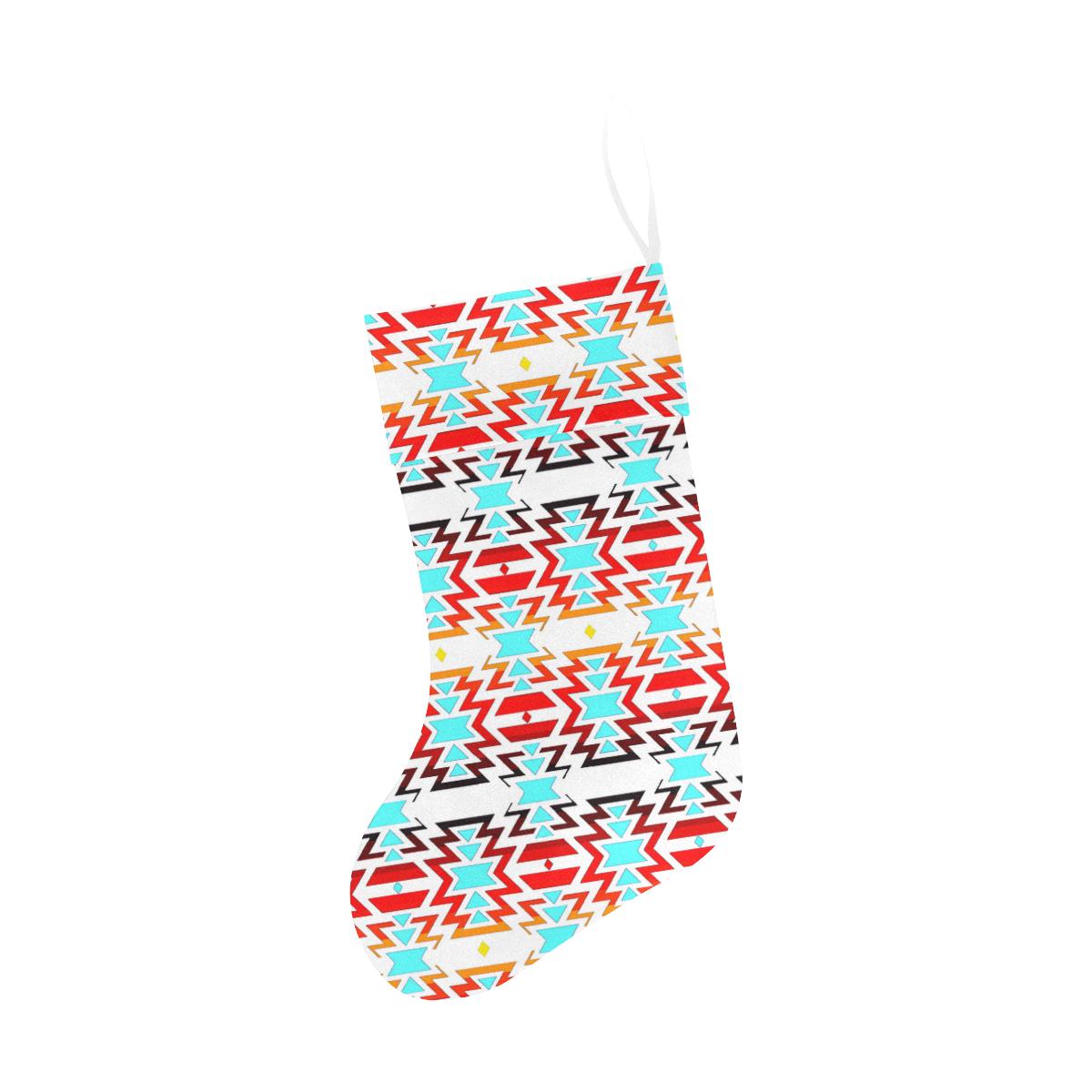 White Fire and Turquoise Christmas Stocking holiday stocking e-joyer