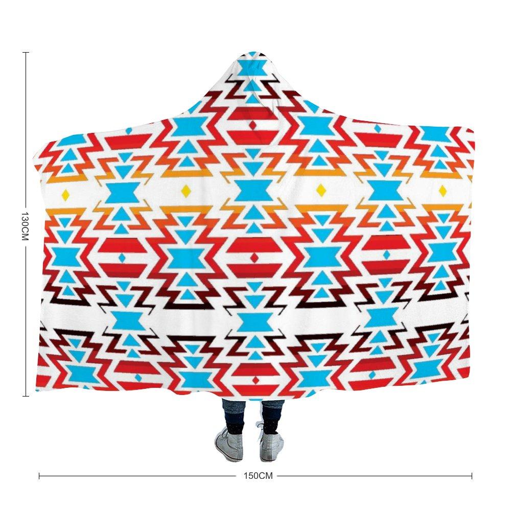 White Fire and Turquoise Hooded Blanket 49 Dzine