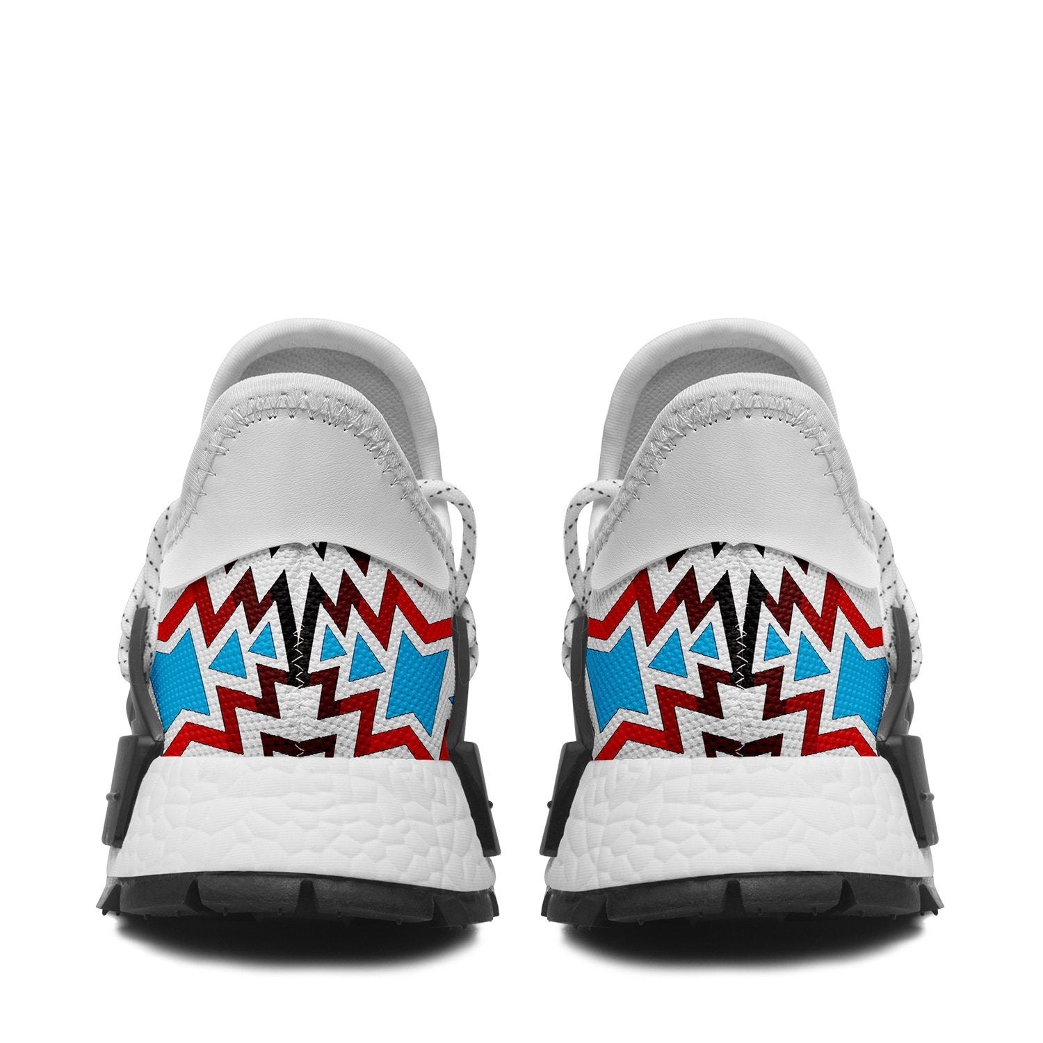 White Fire and Turquoise Okaki Sneakers Shoes 49 Dzine