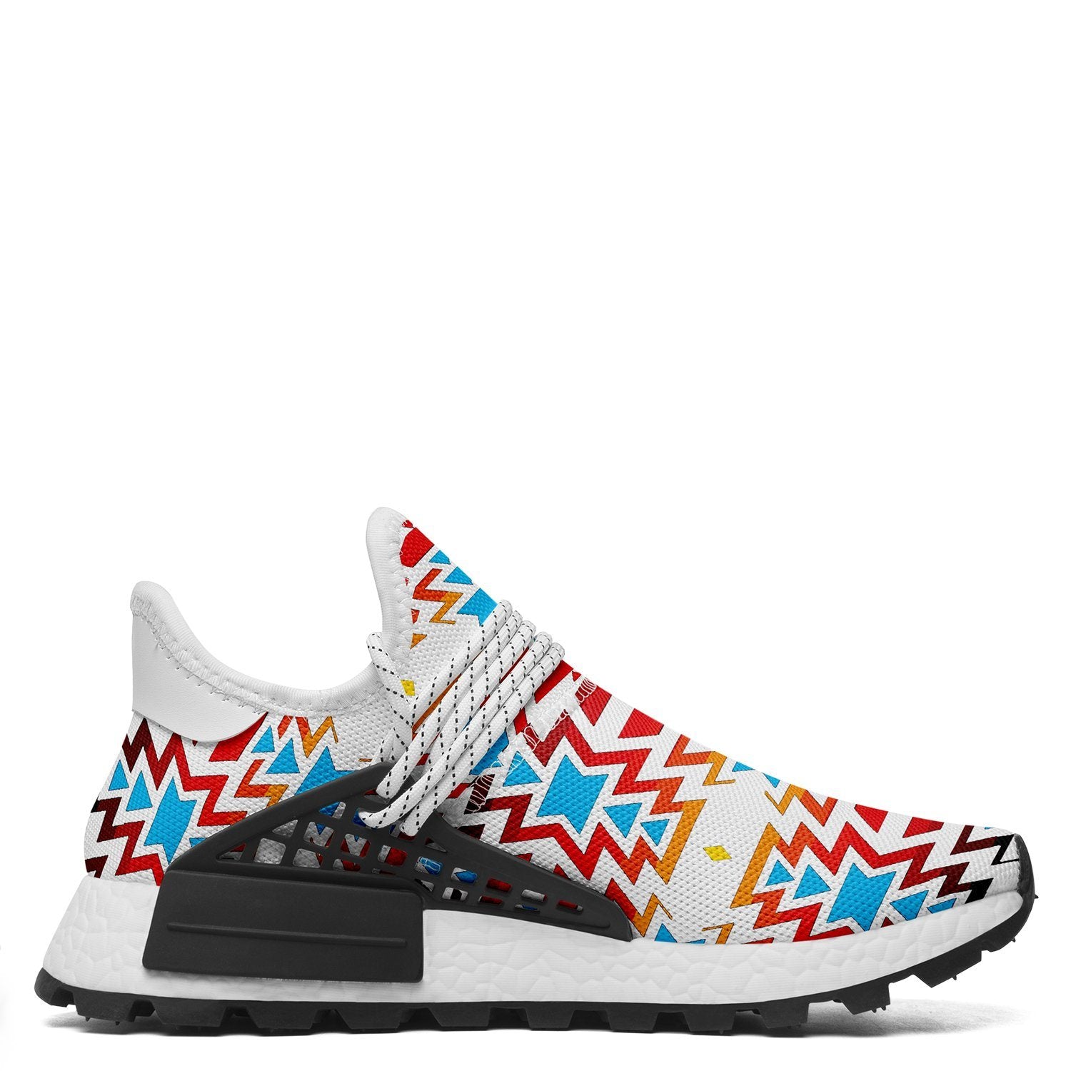 White Fire and Turquoise Okaki Sneakers Shoes 49 Dzine