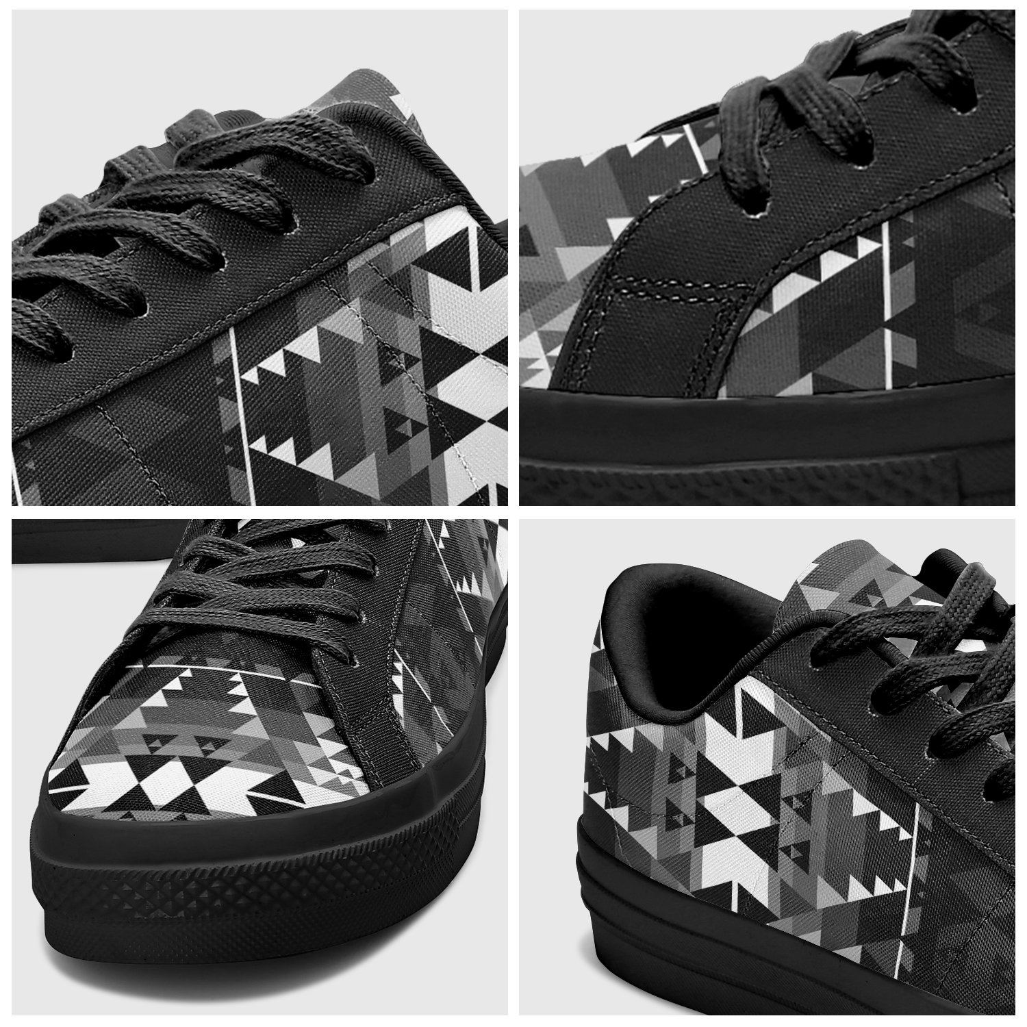 Writing on Stone Black and White Aapisi Low Top Canvas Shoes Black Sole 49 Dzine