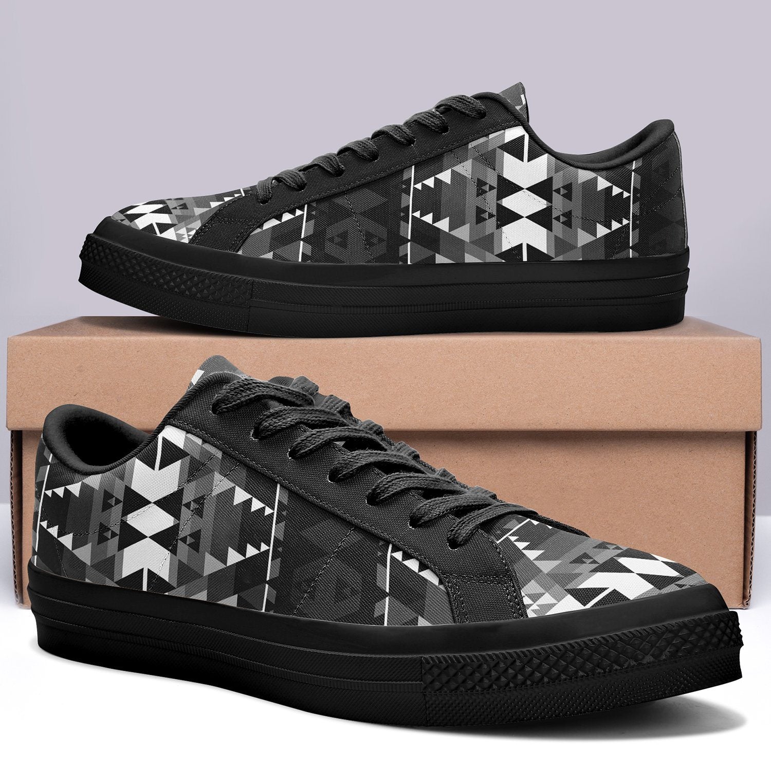 Writing on Stone Black and White Aapisi Low Top Canvas Shoes Black Sole 49 Dzine