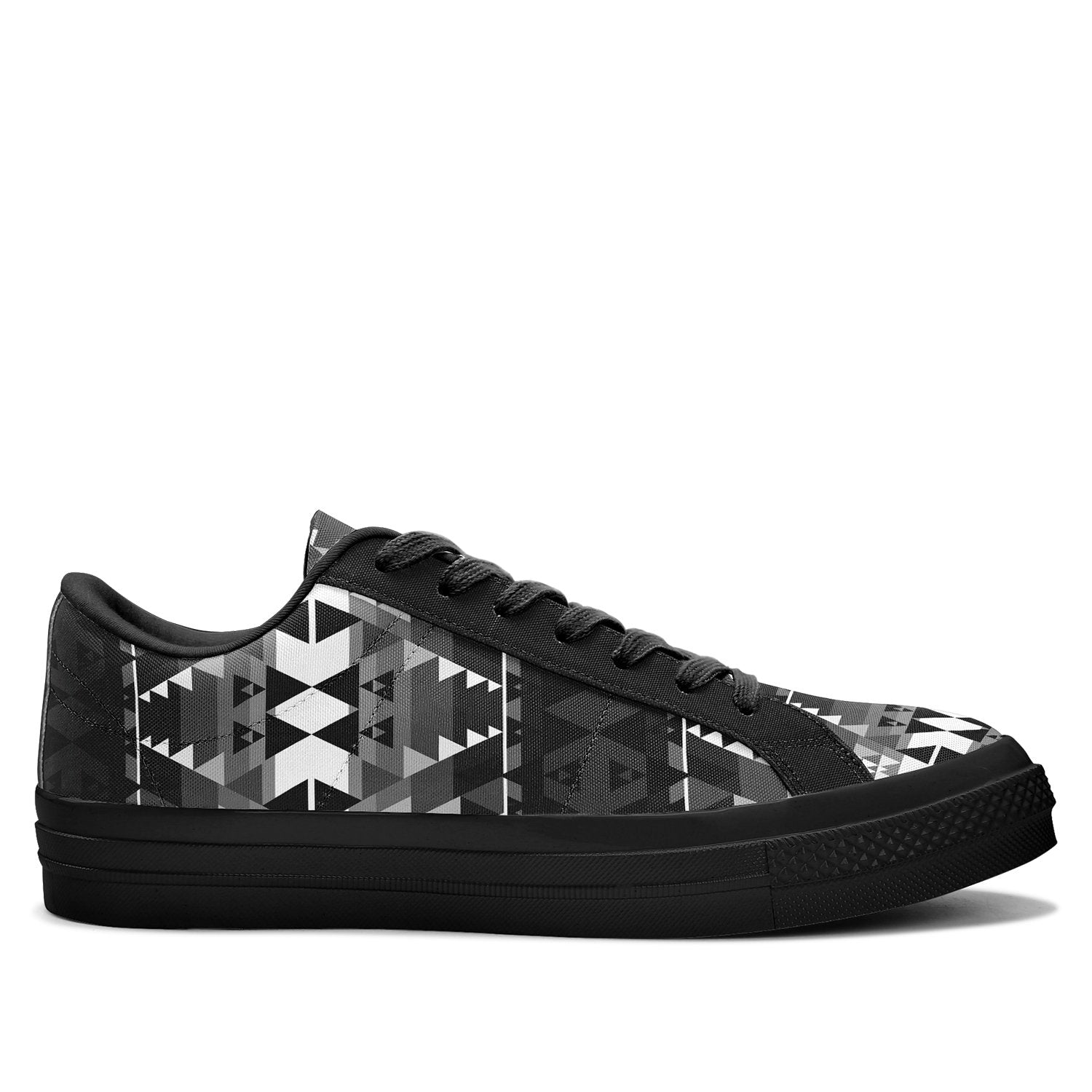 Writing on Stone Black and White Aapisi Low Top Canvas Shoes Black Sole 49 Dzine