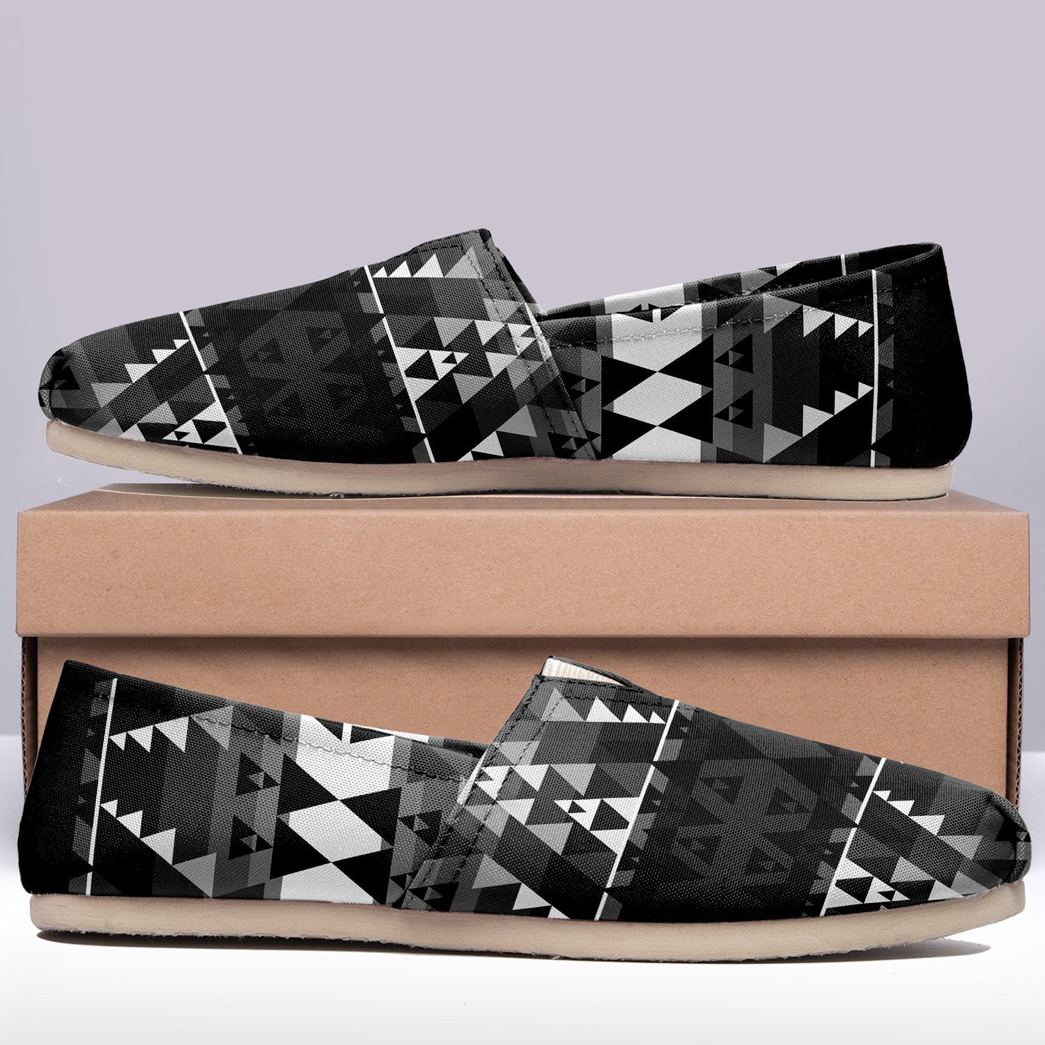 Writing on Stone Black and White Casual Unisex Slip On Shoe Herman